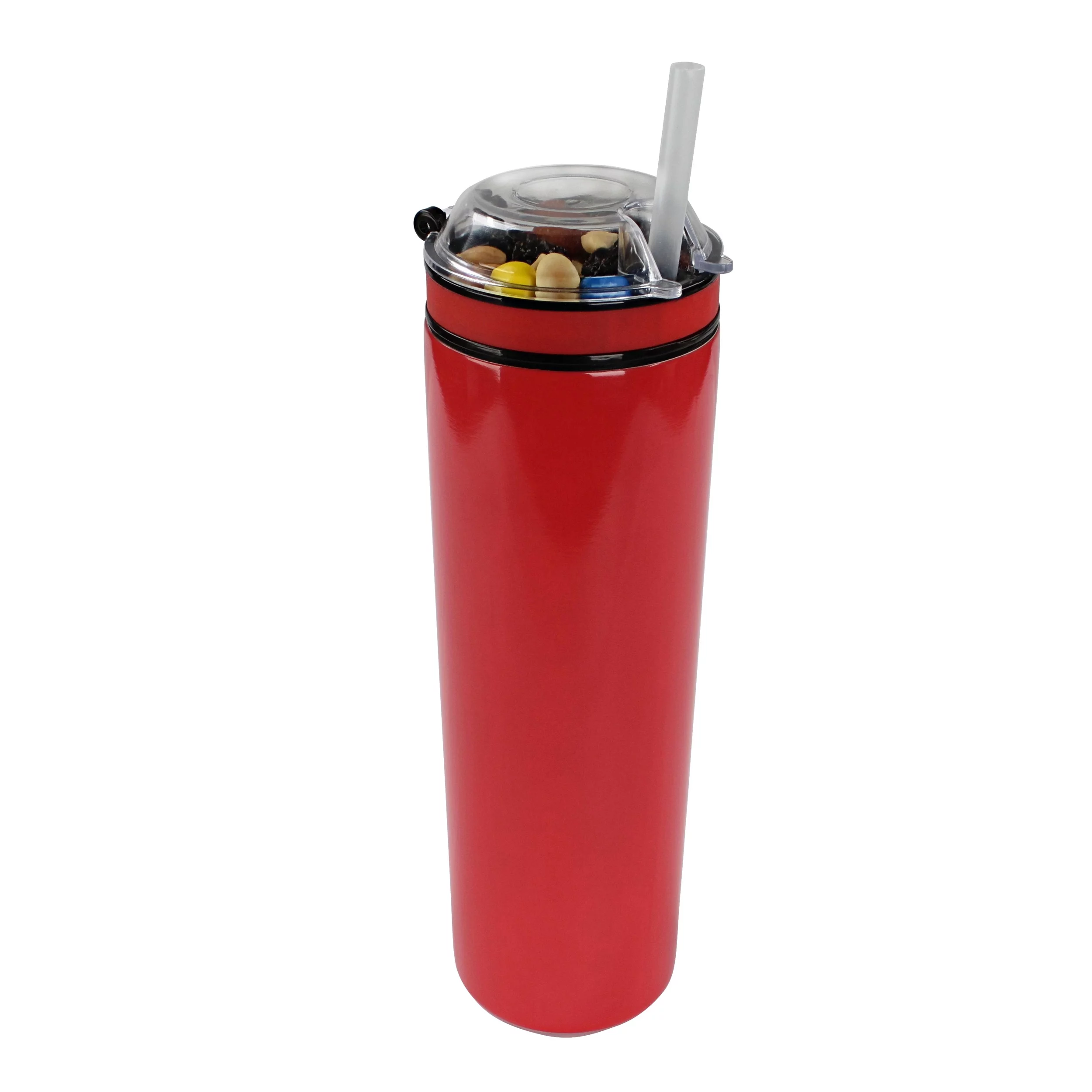 Potted Pans Drink Snack Cup Combo Red Insulated Drink Tumbler with Snack Bowl