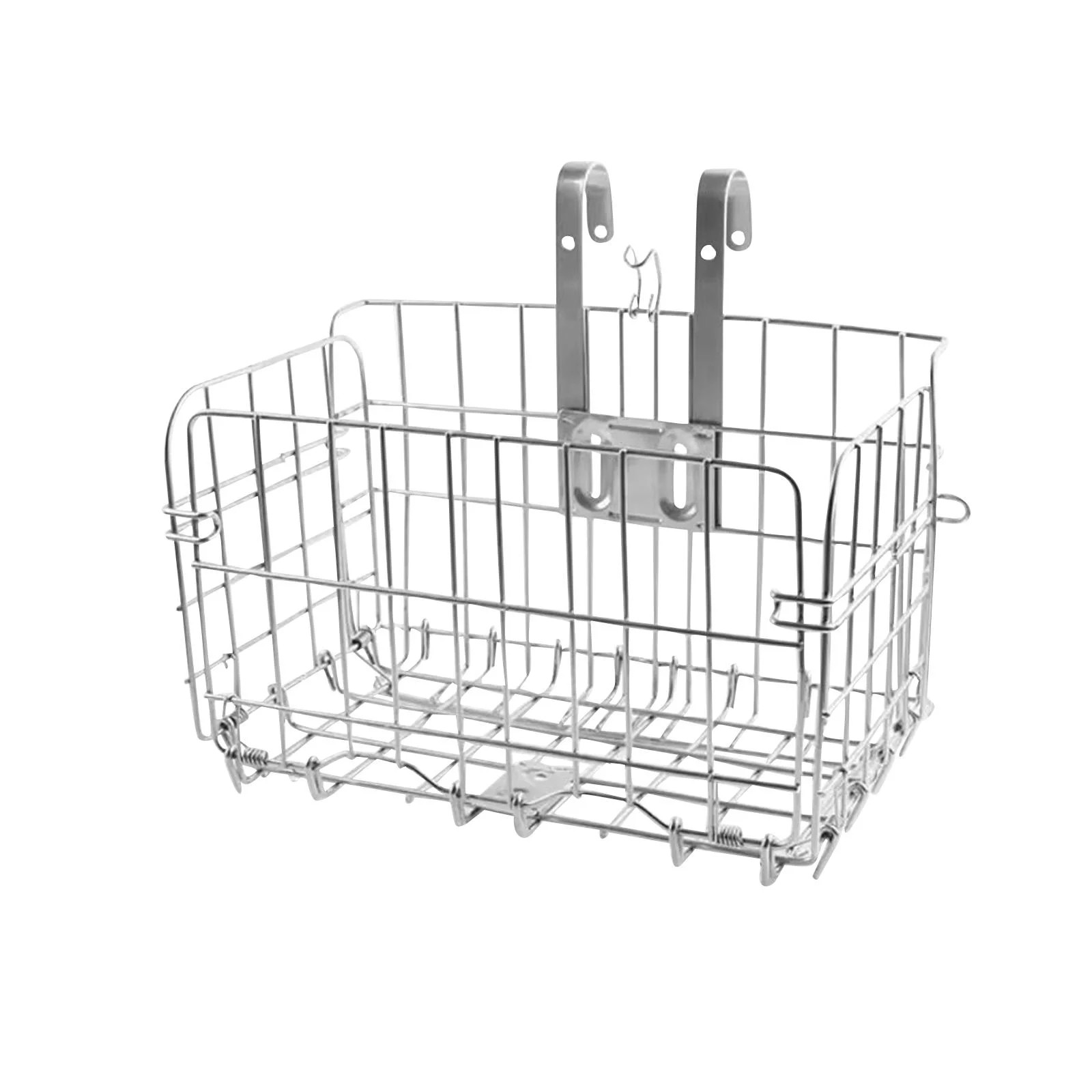 Thicken Metal Front Handlebar Bike Basket Detachable Small Pet Carrier Multifunctional 20kg Load Bearing for Storage Vegetables And Fruits Silvery