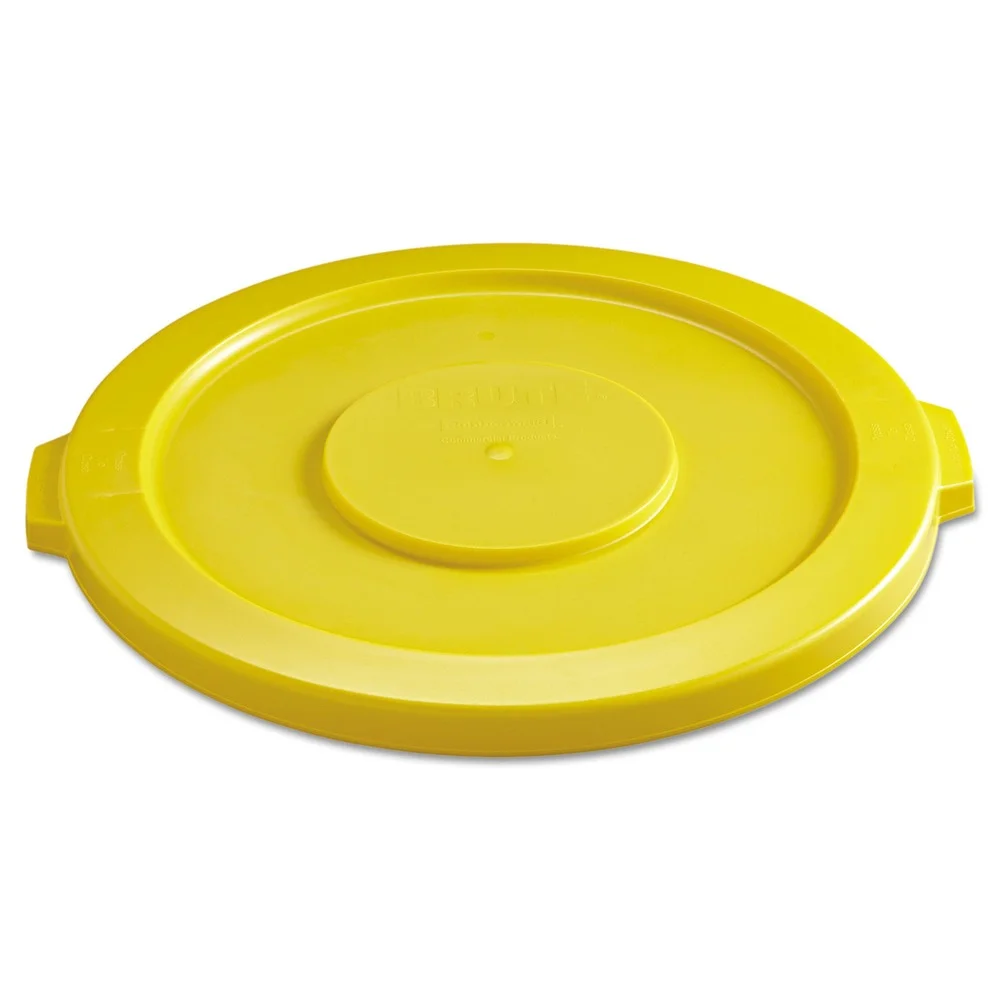 Rubbermaid Commercial FG263100YEL 22.25 in. BRUTE Self-Draining Flat Top Lids for 32 gal. Round BRUTE Containers - Yellow