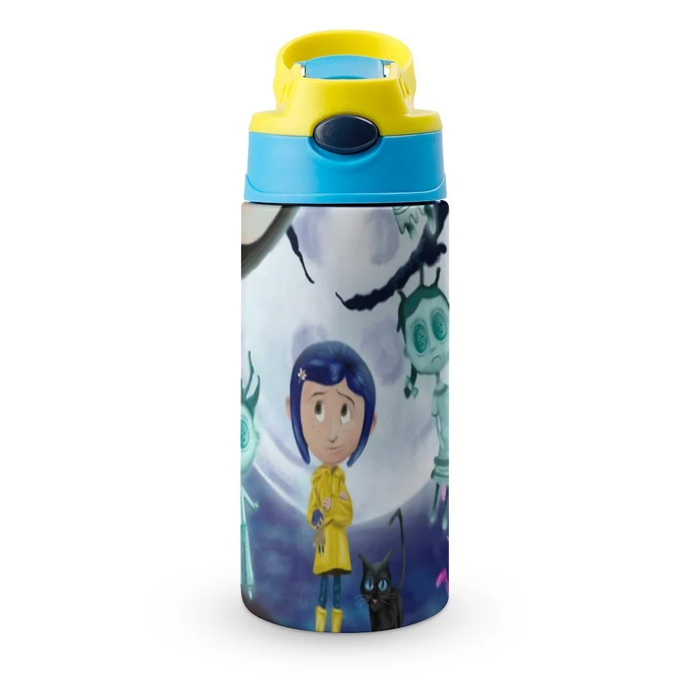 Family Coraline Kid's Insulated Water Bottle With Straw Vacuum Stainless Steel Cup Leak-Proof Children Toddler Thermoses