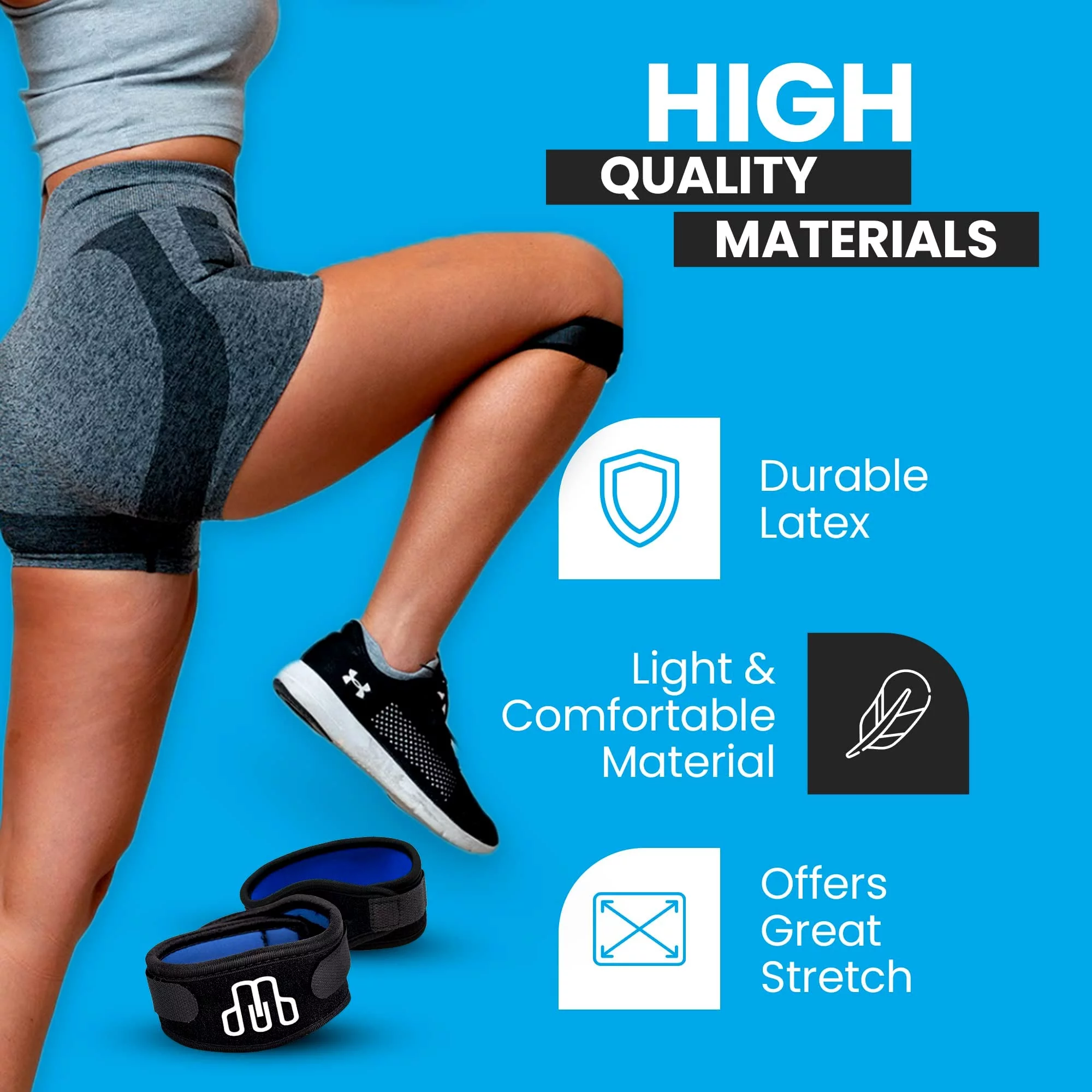 Crosstrap Patella Tendon Strap (Small) 2 Pack, Knee Pain Relief Support Brace Hiking, Soccer, Basketball, Running, Jumpers Knee, Tennis, Tendonitis, Volleyball & Pickleball