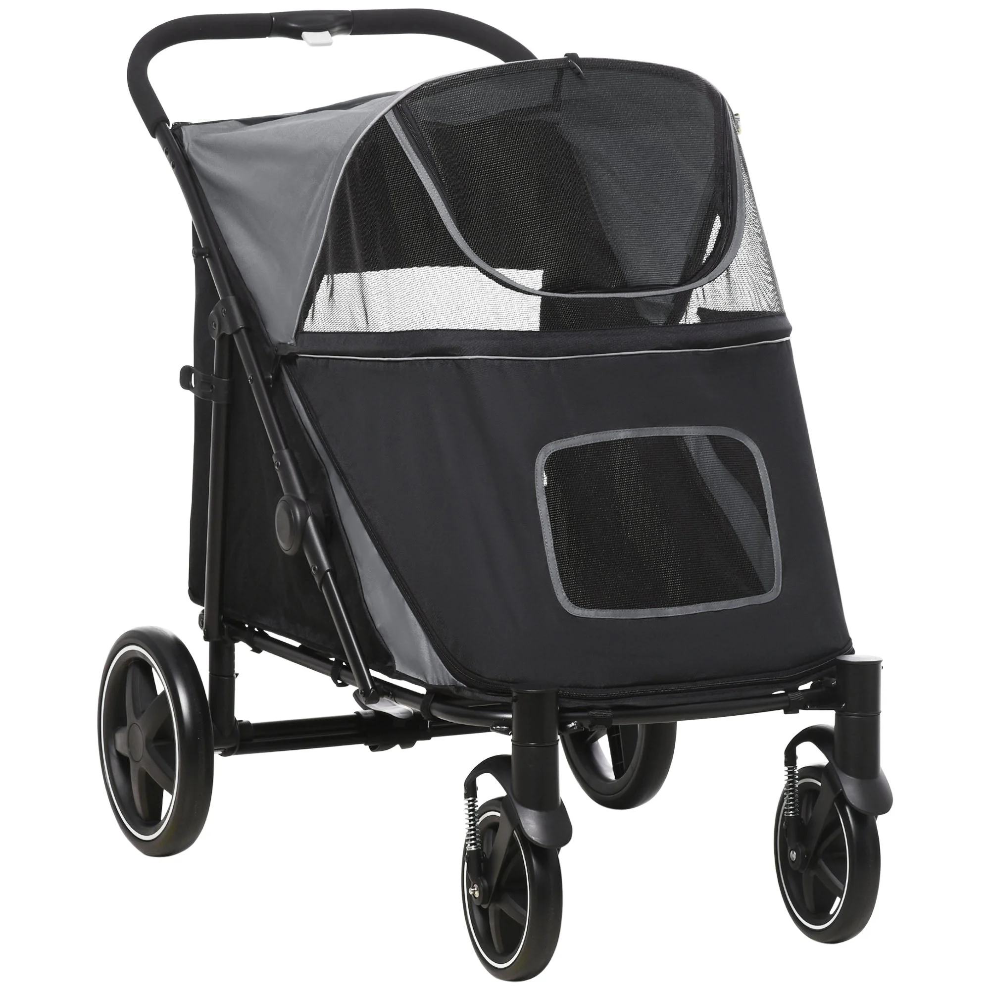 Pet Stroller - Foldable Dog Stroller with 2 Safety Lashes - Gray