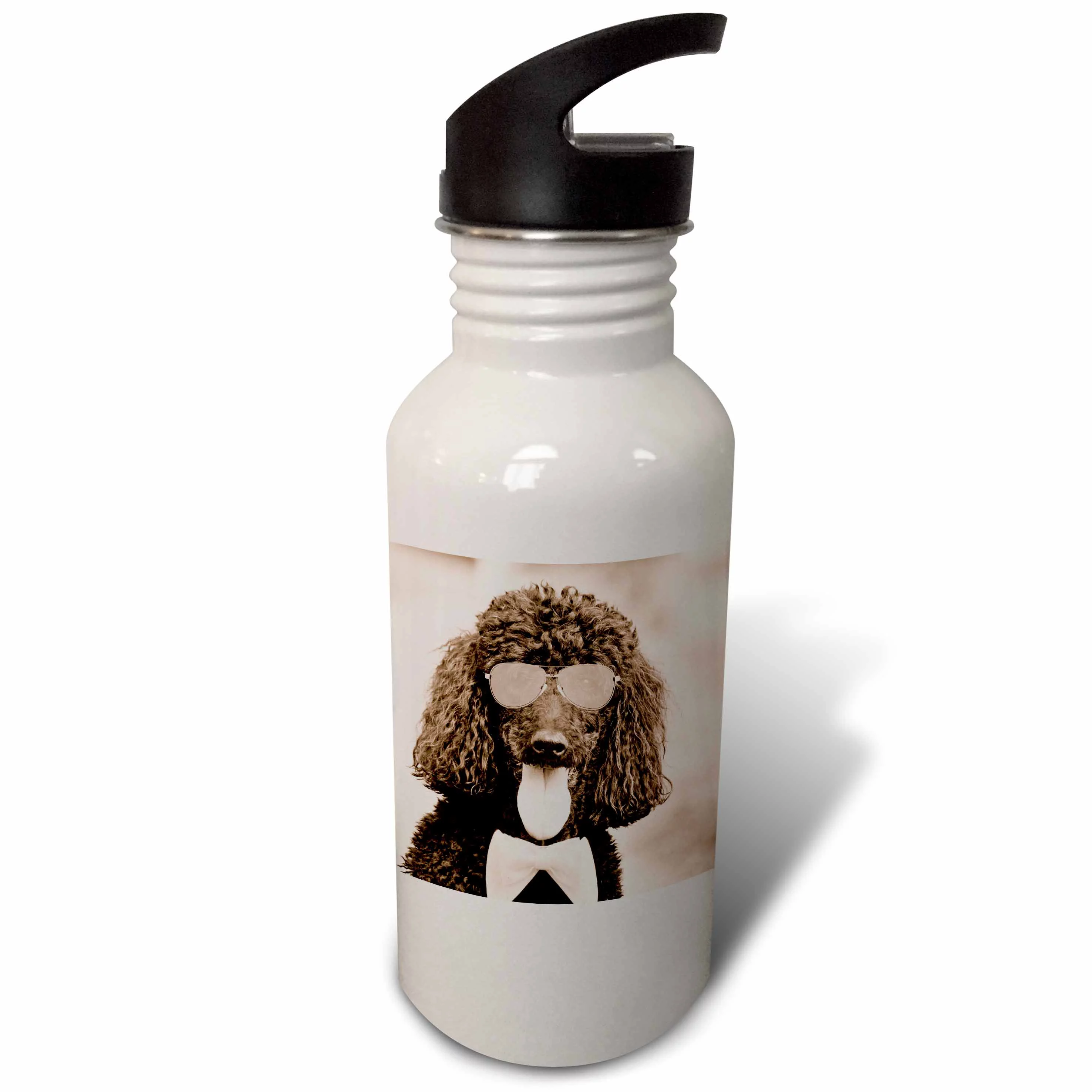 Cool Poodle wearing sunglasses and bow tie. Popular image. 21 oz Sports Water Bottle wb-218220-1