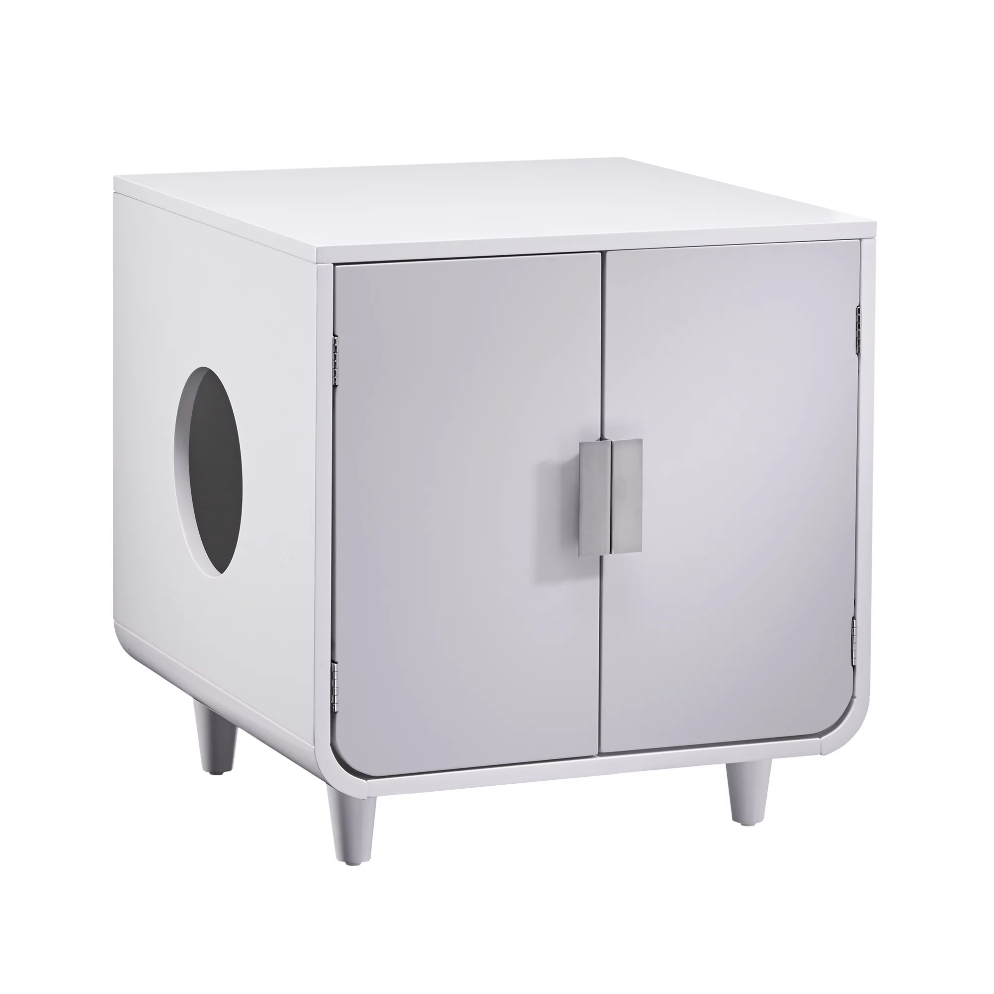 Teamson Pets Dyad Wooden Cat Litter Box, Alpine White