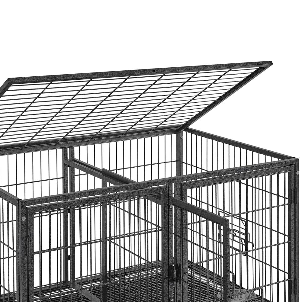 Yaheetech 42.5'' W Rolling Dog Crate W/ Removable Divider, Black