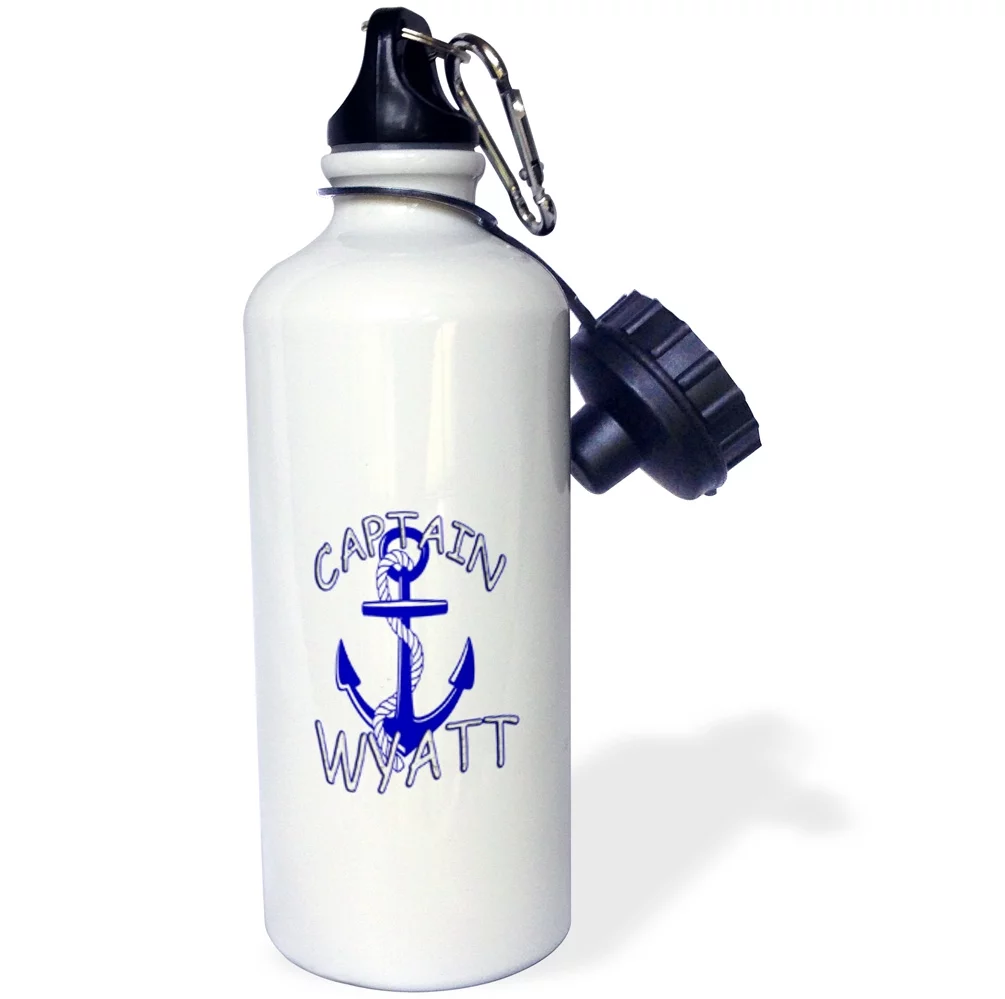3dRose Captain Wyatt. Personalized quotes., Sports Water Bottle, 21oz