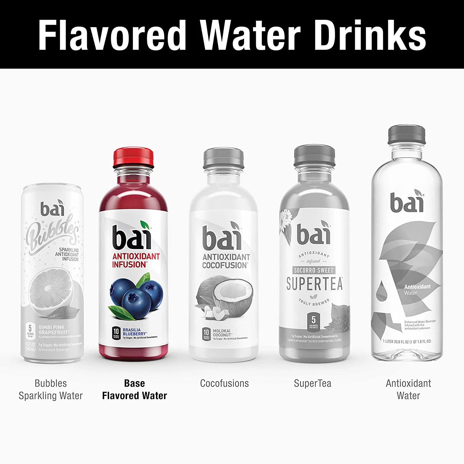 Bai Flavored Water, Brasilia Blueberry, Antioxidant Infused Drinks, 18 Fluid Ounce Bottles, 12 Count