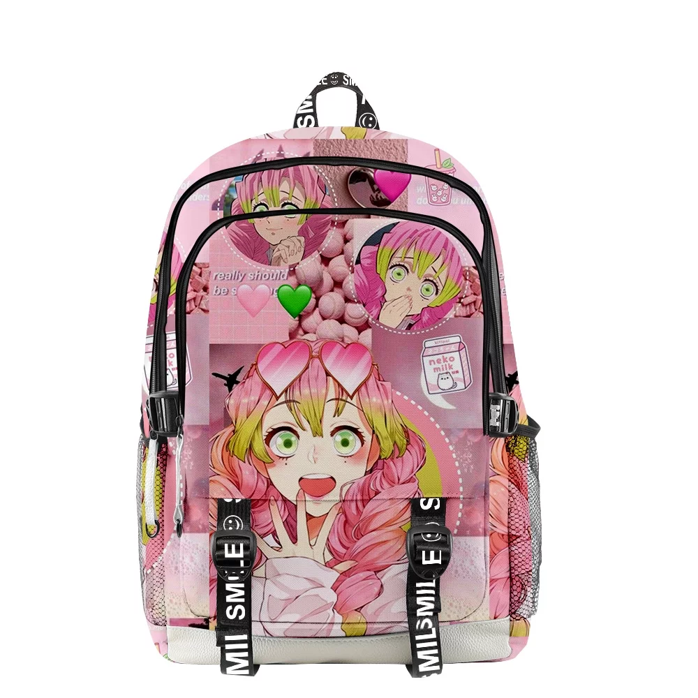 Demon Slayer Kanroji Mitsuri Merch Backpack Multi Zipper Student large capacity school bag Travel Backoacks
