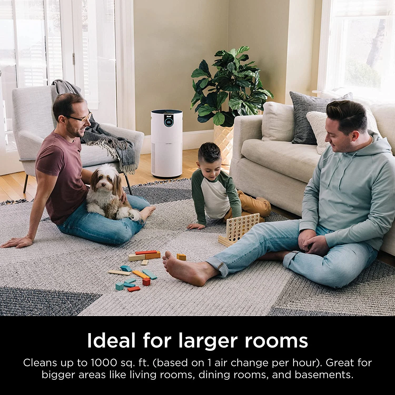 Shark HP201 Clean Sense Air Purifier MAX for Home, Allergies, HEPA Filter, 1000 Sq Ft, Large Room,  Kitchen, Captures 99.98% of Particles, Pollutants, Dust, Smoke, Allergens & Cooking Smells, White