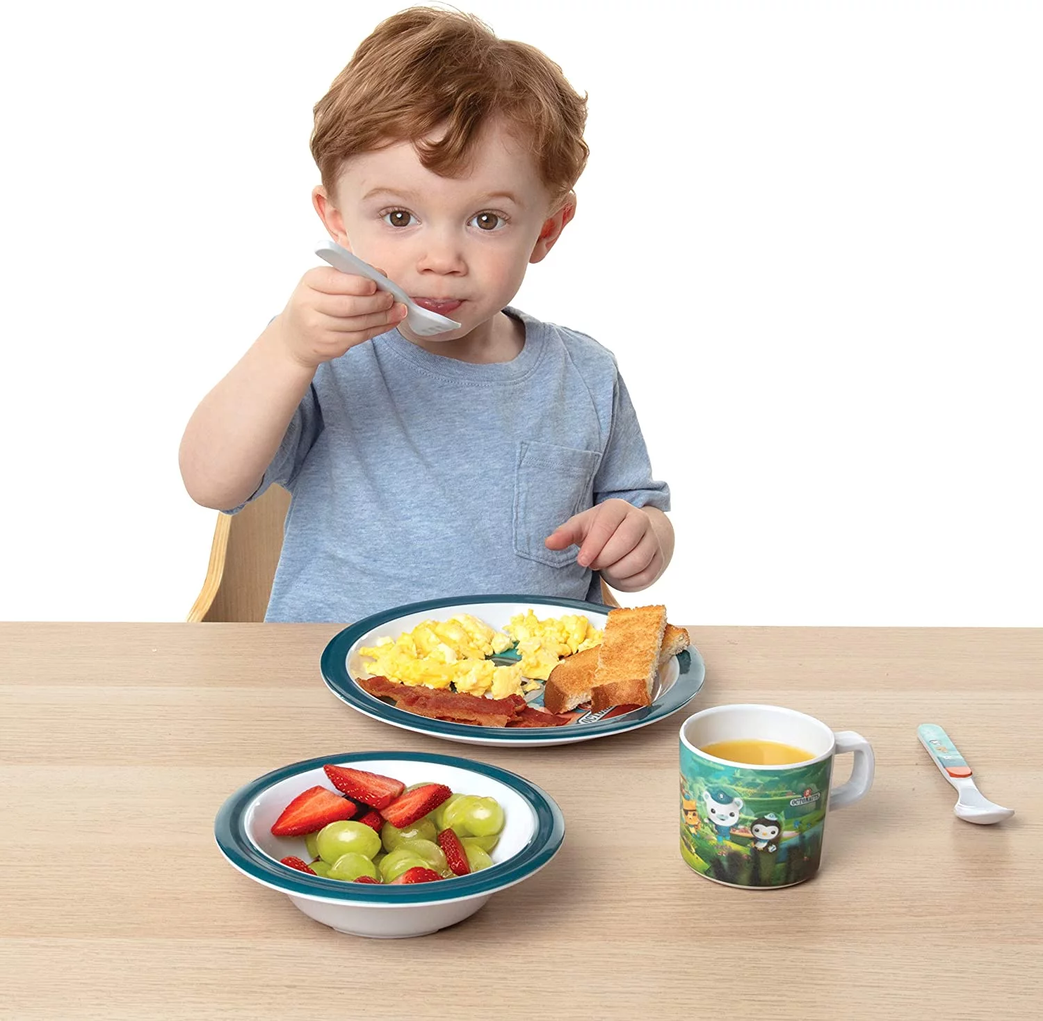Octonauts 5 Pc Mealtime Feeding Set for Kids and Toddlers - Includes Plate, Bowl, Cup, Fork and Spoon Utensil Flatware - Durable, Dishwasher Safe, BPA Free