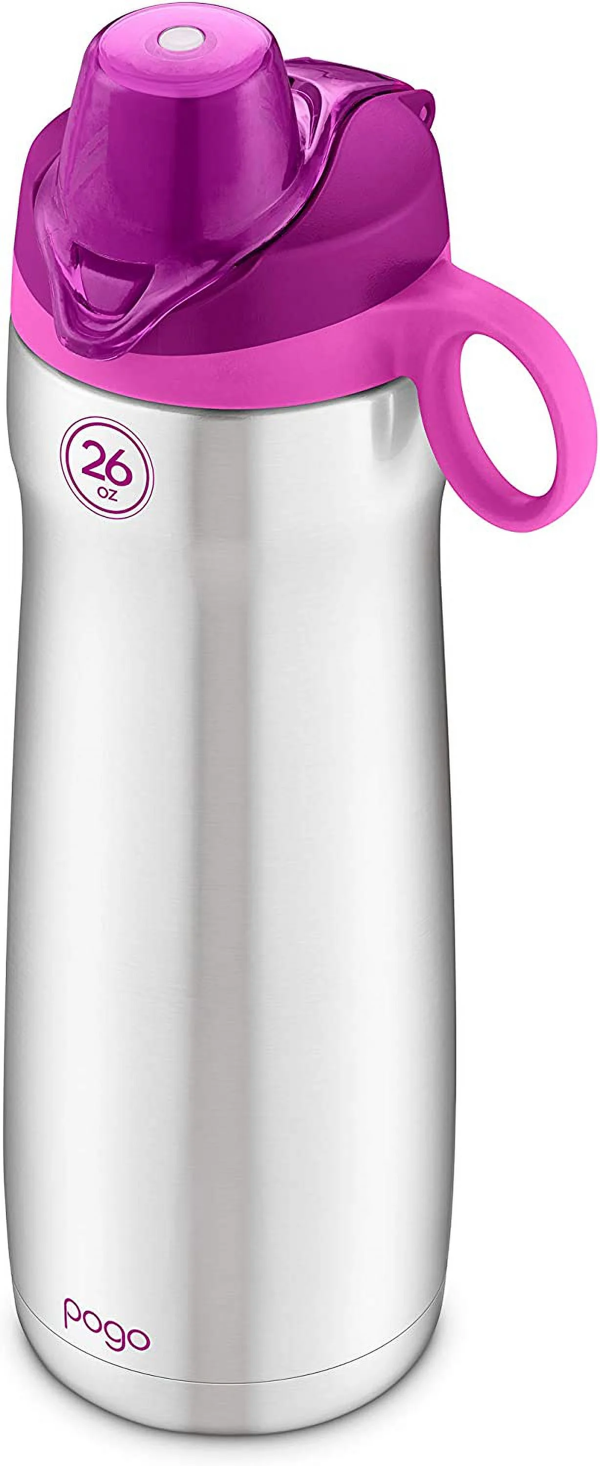 Pogo Vacuum Insulated Stainless Steel Water Bottle with Leak Proof Chug Lid and Silicone Carry Loop - 26oz