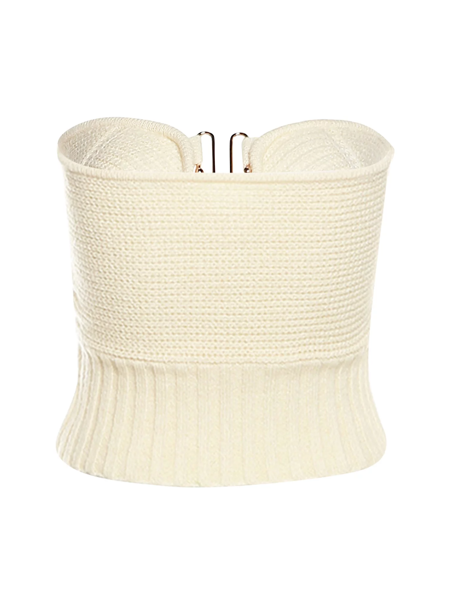 wybzd Women's Strapless Tube Crop Top Sleeveless Off Shoulder Ribbed Knit Slim Fit Cami Crop Tank Top Shirt Apricot M