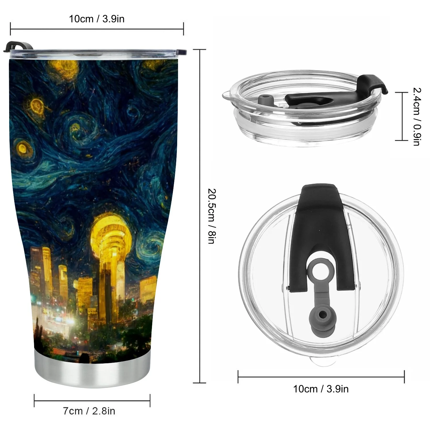 Hidove Stainless Steel Tumbler, Starry Night Style 30oz Leak Proof & Stainless Steel Bottle for Hot & Cold Drinks - Coffee Travel Mug, Water Metal Canteen, Thermal Cup