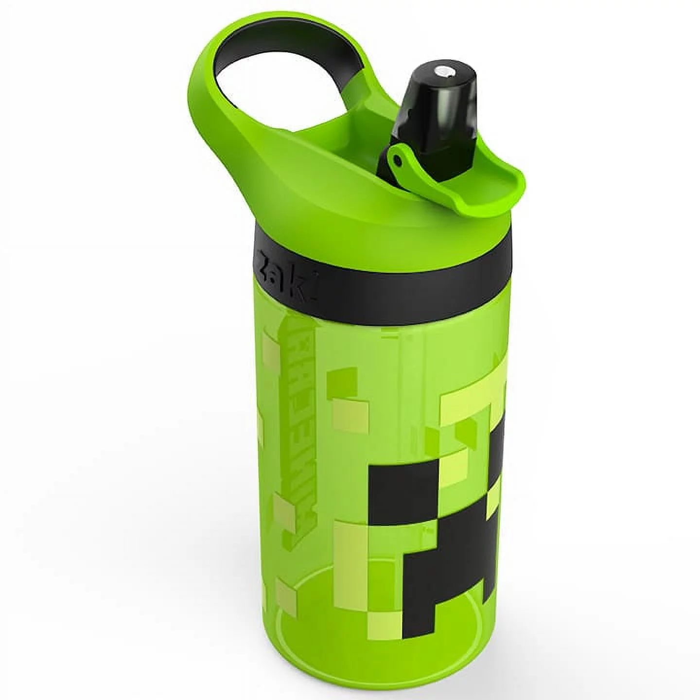 Zak Designs Minecraft 16 oz. Plastic Water Bottle with screw-on lid and carrying loop, Creeper