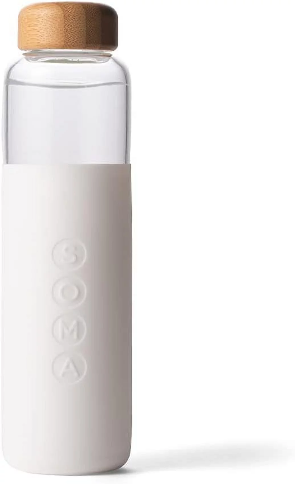 Soma 17oz (500ml) Glass Sport Water Bottle with Silicone Sleeve and 1-Hand Flip Top Lid - White