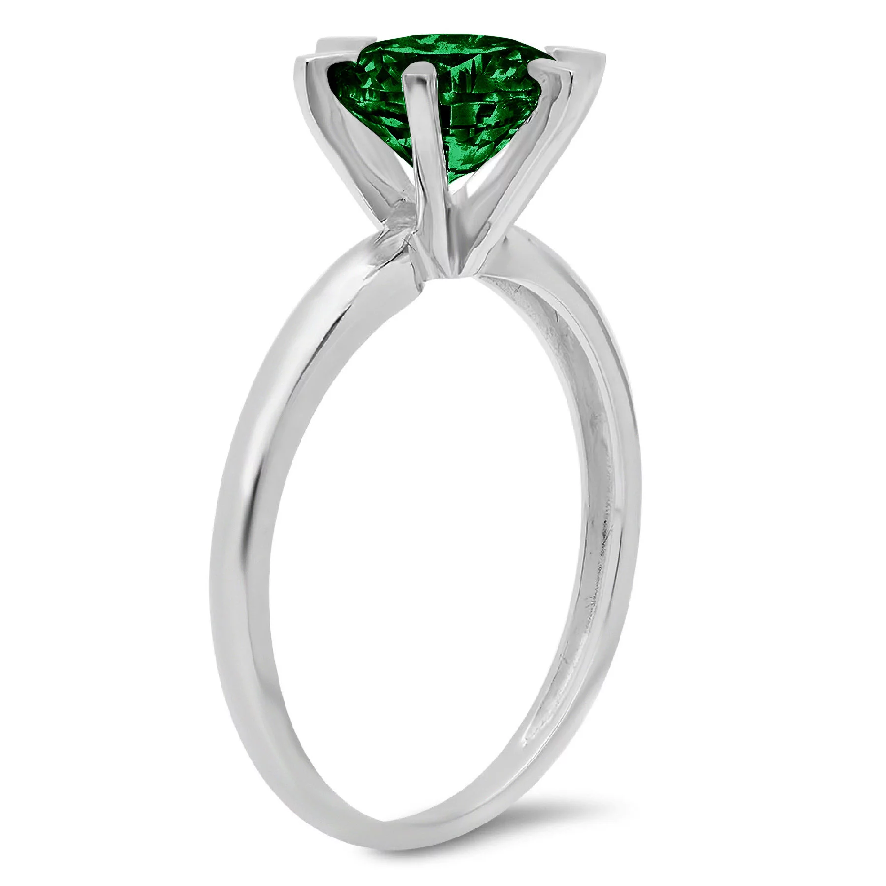 2ct round cut green simulated emerald 14k white gold anniversary engagement ring size 9.5