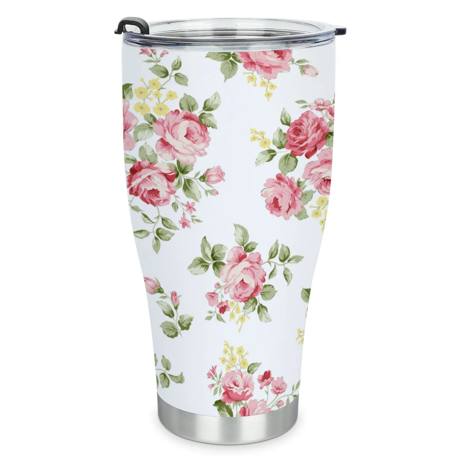 Hidove Stainless Steel Tumbler, Beautiful Rose Flower Pattern 30oz Leak Proof & Stainless Steel Bottle for Hot & Cold Drinks - Coffee Travel Mug, Water Metal Canteen, Thermal Cup