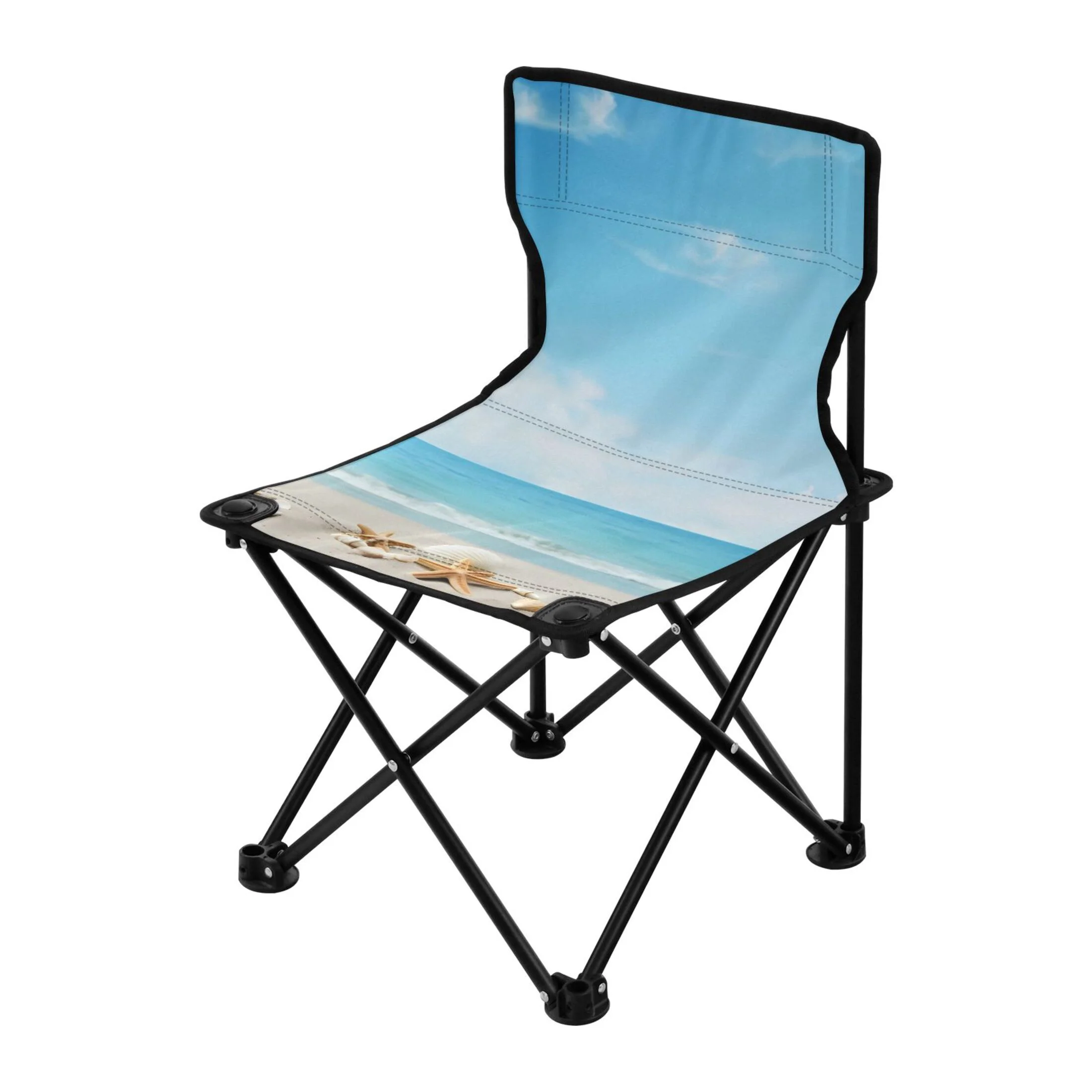Summer Beach Portable Camping Chair Outdoor Folding Beach Chair Fishing Chair Lawn Chair with Carry Bag Support to 220LBS