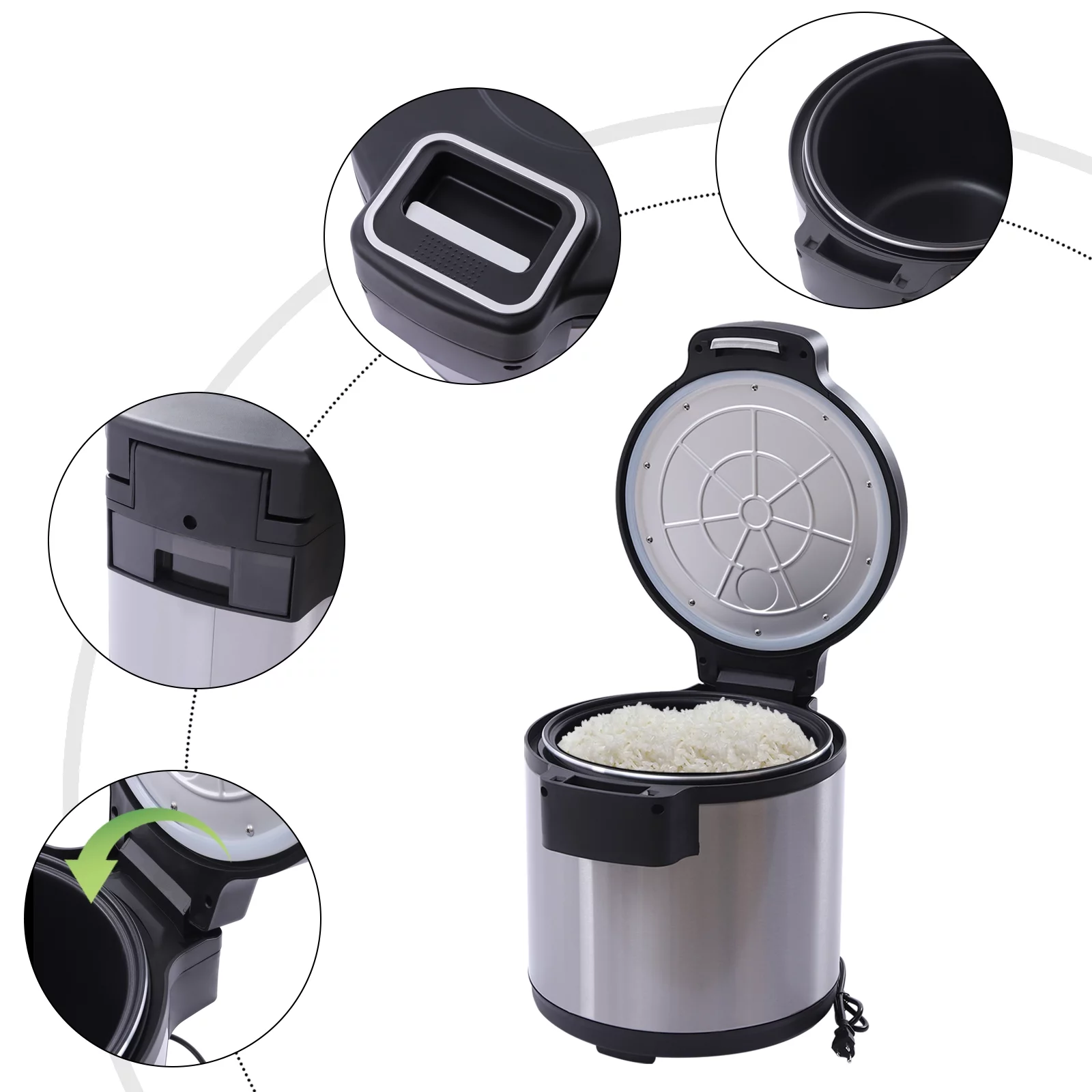 Miumaeov Dual Temperature Control Rice Warmer with Non-stick Inner Pot, Four-dimensional Insulation Commercial Electric Rice Warmer for Restaurant (19L/20QT)