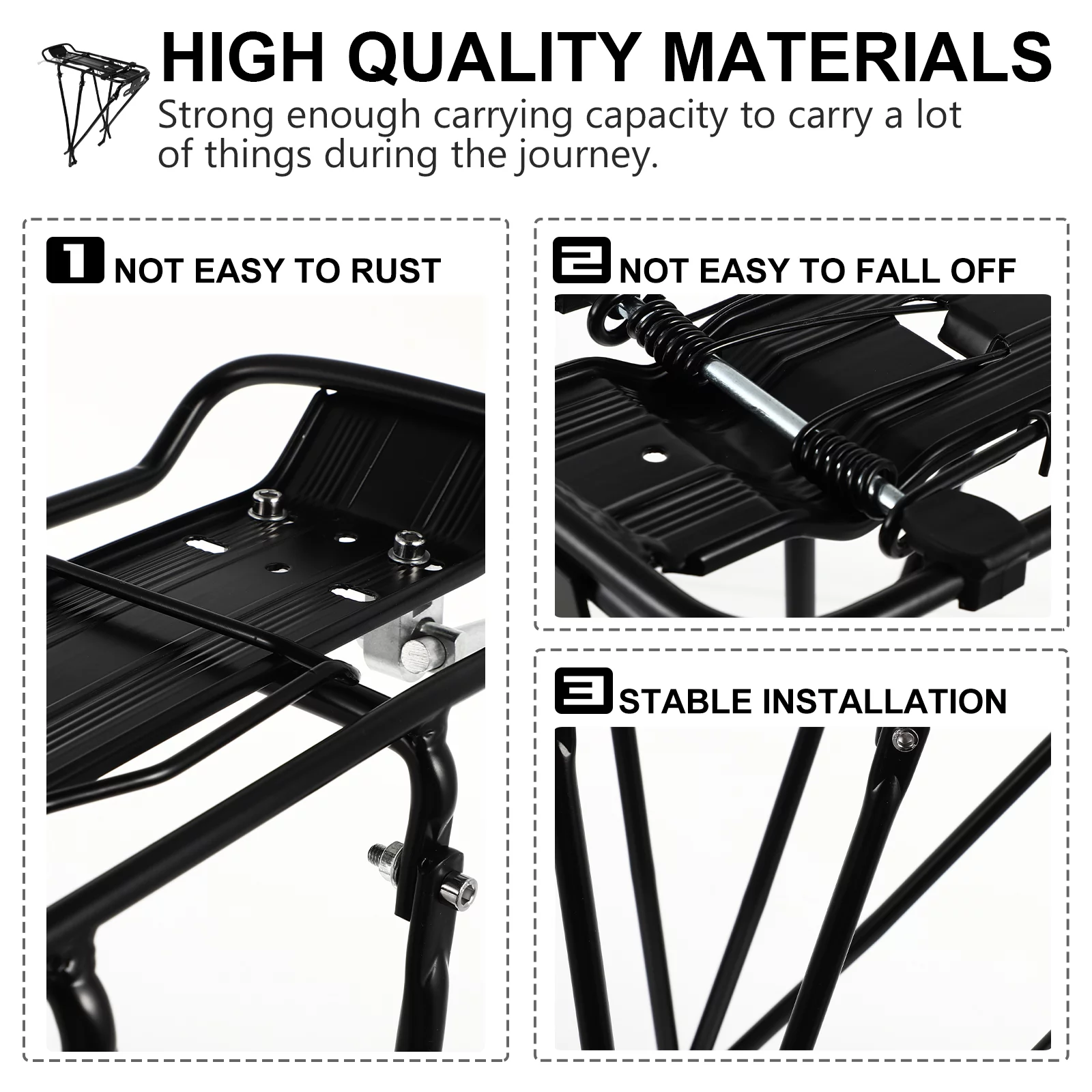 1Pc Practical Cargo Rack Rear Rack Luggage Rack Flexible Carrier (Black)