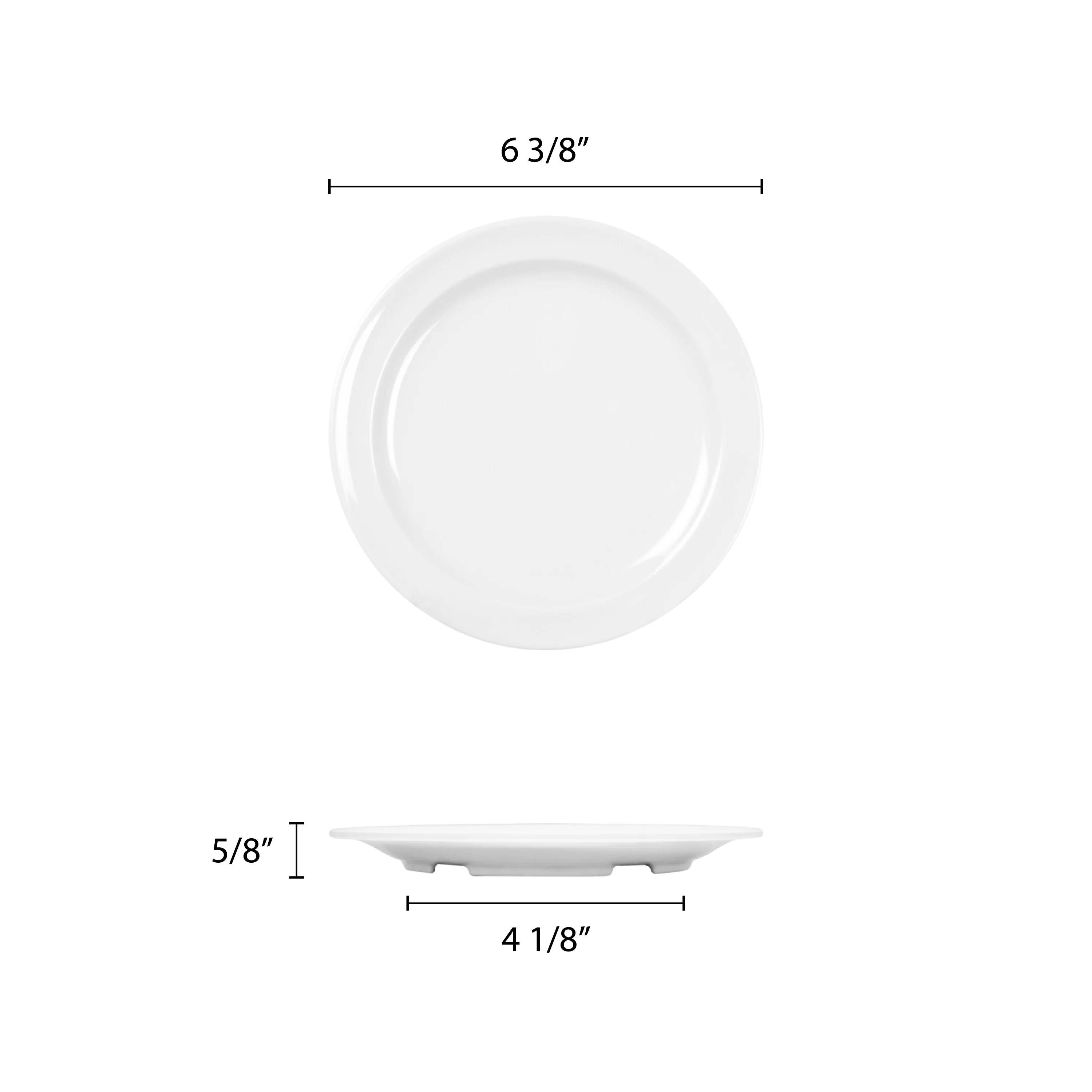 Excellante Nustone White Melamine Dinnerware Collection 6.5 Inch, Round Plate, Comes in Dozen
