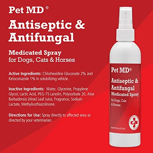 Pet MD Topical Spray for Dogs, Cats, and Horses with Essential Fatty Acids, Aloe and Vitamin E - 8 oz