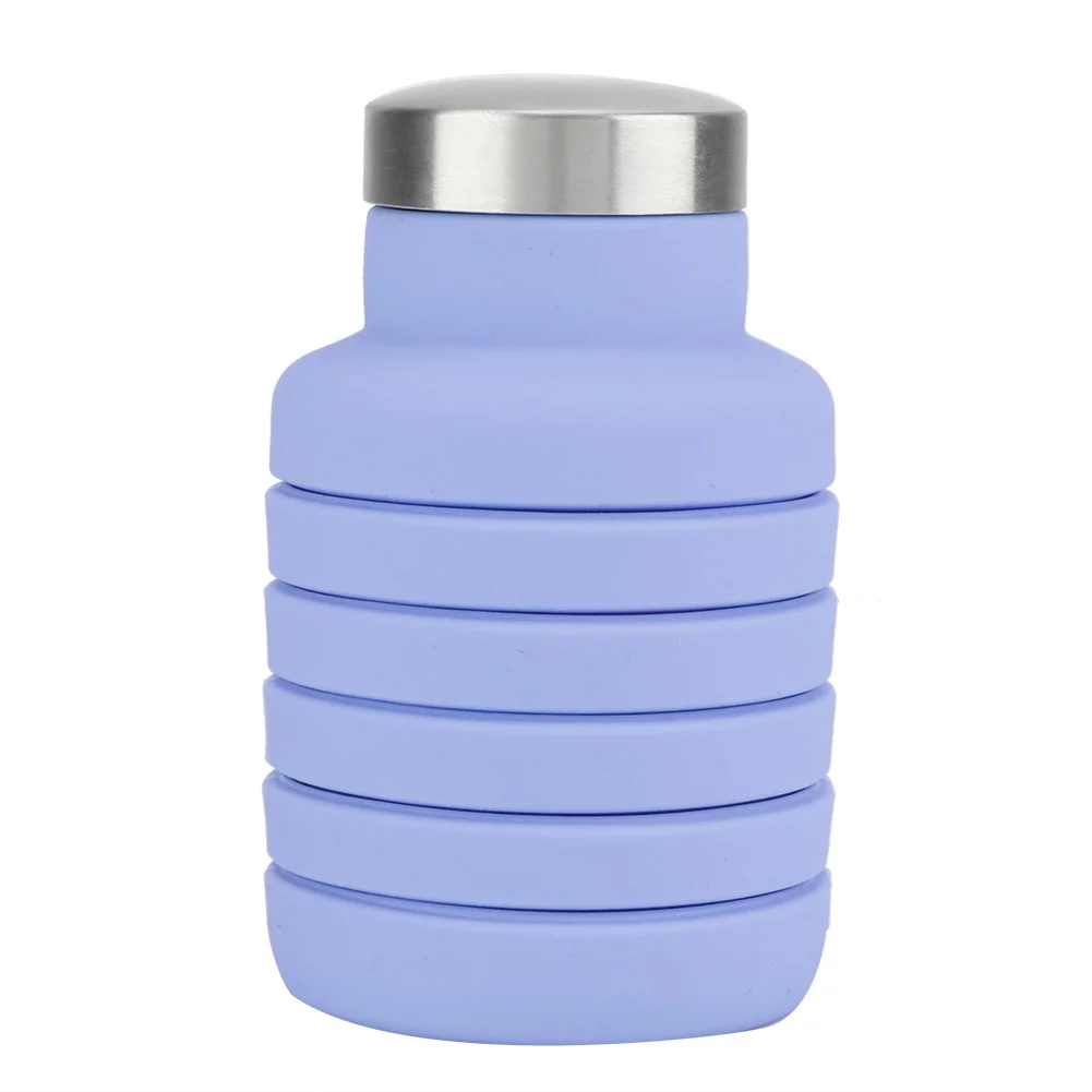 Dekaim Folding Water Bottle, 500ML Portable Folding Foldable Outdoor Travel Cup Water Bottle Mug Office Home(Purple)