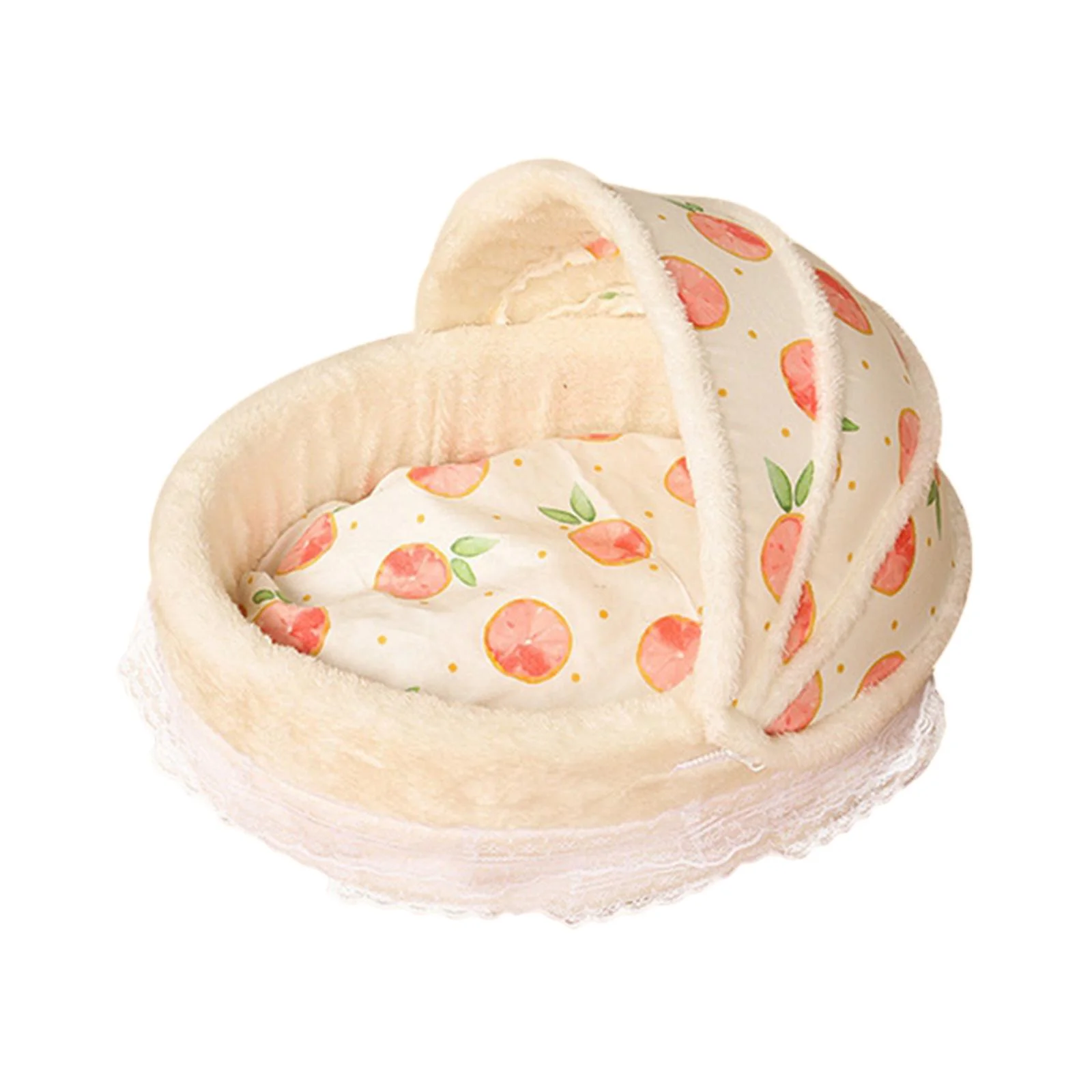 Cute Warm Pet House Dog Tent Soft Strawberry Decorative Slip Bottom Self Warming Hut Nest Cave Cat Bed for Sleeping Kitty Small Animals