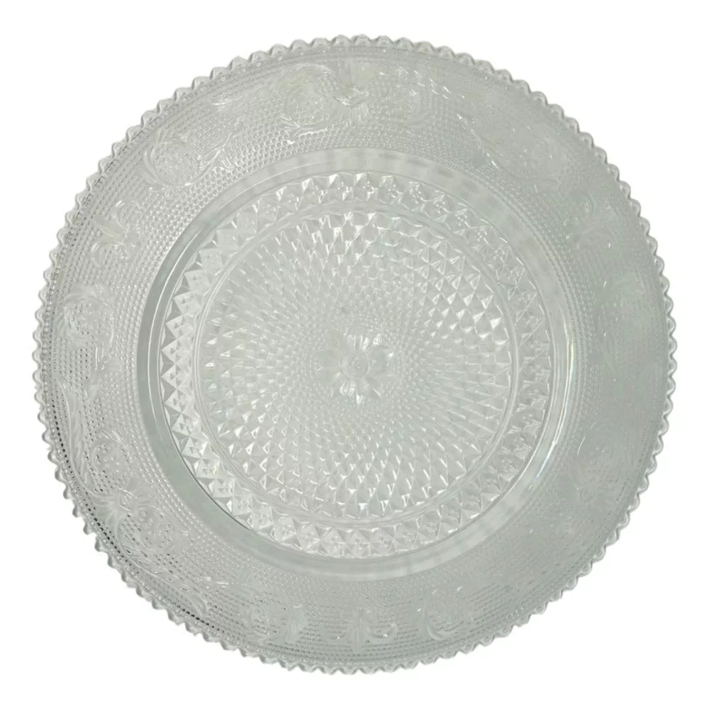 Hard Plastic Serving Plates (12 Pack, 7 in)  Round Diamond Cut, Crystal Clear