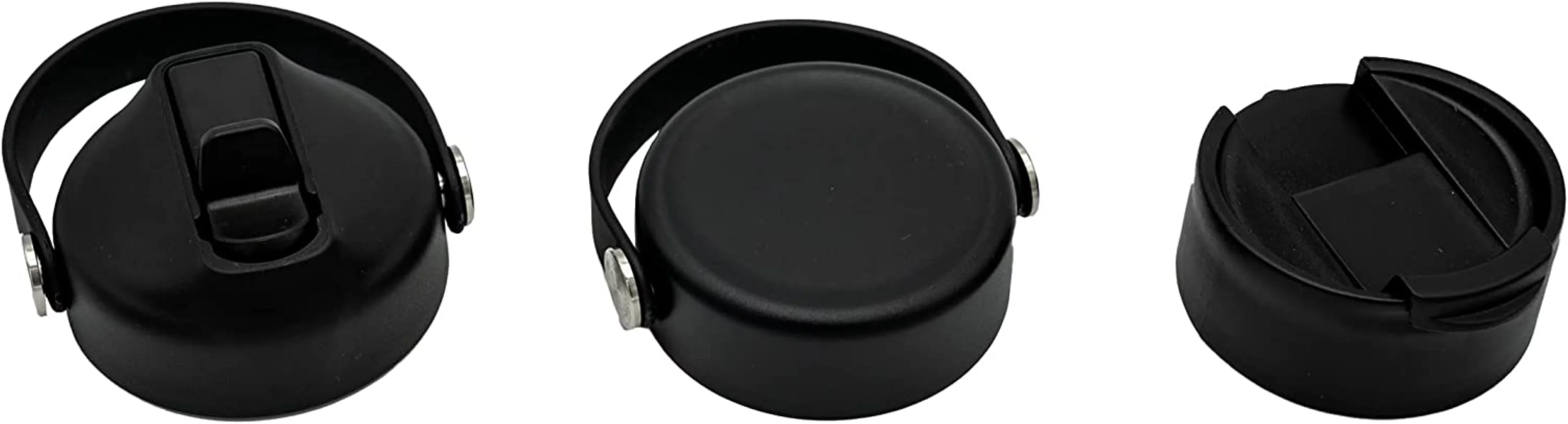 Vacuum Insulated Bottle with 3 Lids - Stainless Steel Thermally Insulated Flask - by Polerce (21 Oz, Black)