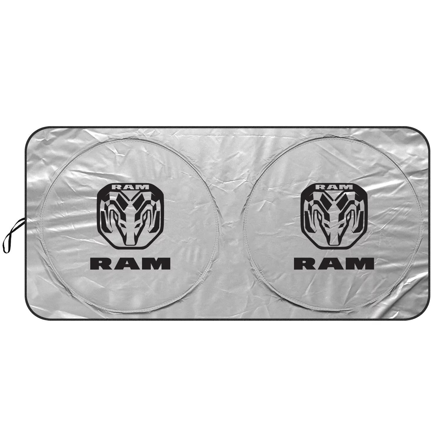 RAM New Logo Universal Fit One-Piece Easy Folding Silver Reflective Fabric Windshield Sun Shade (size: 75.5