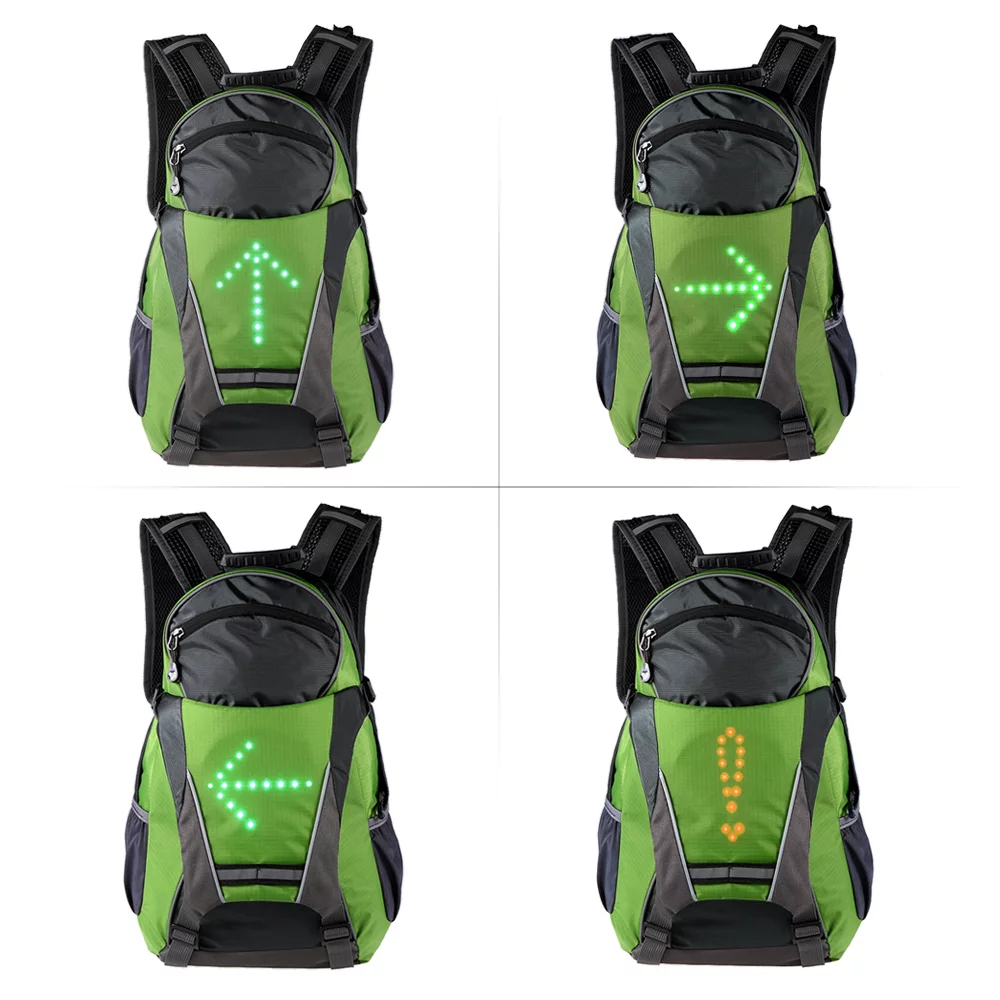 Lixada LED Cycling Backpack 18L Reflective Bag with Turn Signal Light Night Riding Safety Running Camping Pack