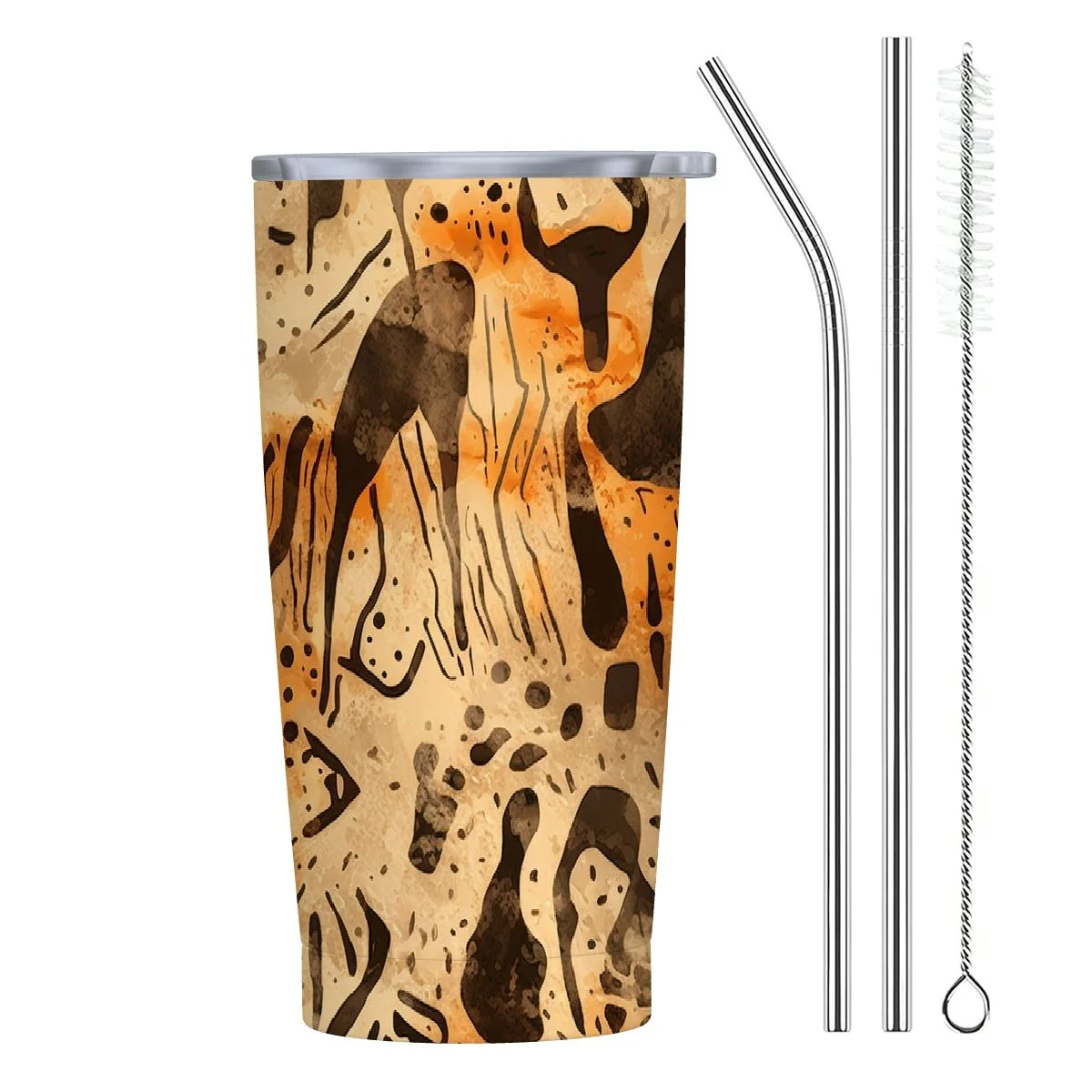JEUXUS  Cow Print Skinny Tumbler With Lid and Straw -Insulated Stainless Steel Travel - Cup Cow Stuff Accessories Decor - Double Wall Coffee Mug - Birthday Gifts for Mom, Sister, Friends,