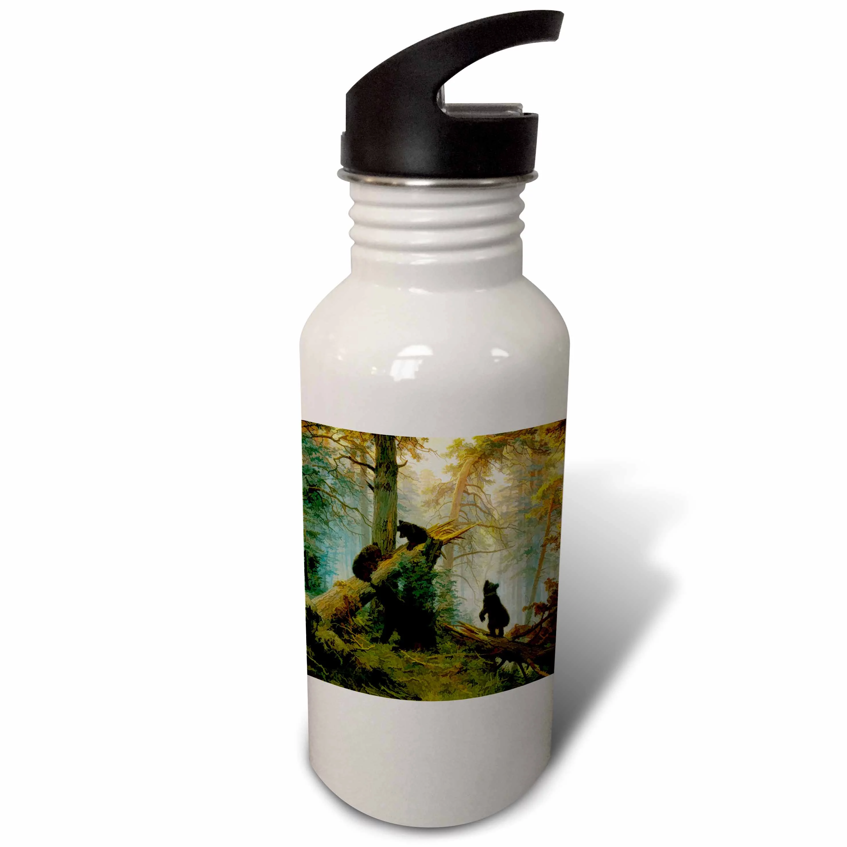 Vintage 1889 Bear Painting by Ivan Shishkin Morning in a Pine Forest 21 oz Sports Water Bottle wb-52267-1