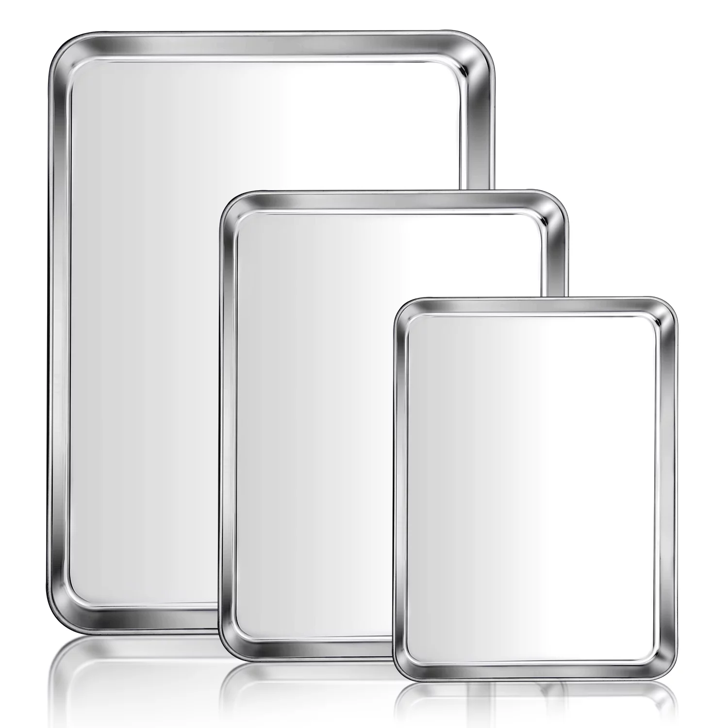 Vesteel Baking Sheet, Stainless Steel Baking Pan Tray Cookie Sheet Set of 3 (10.5