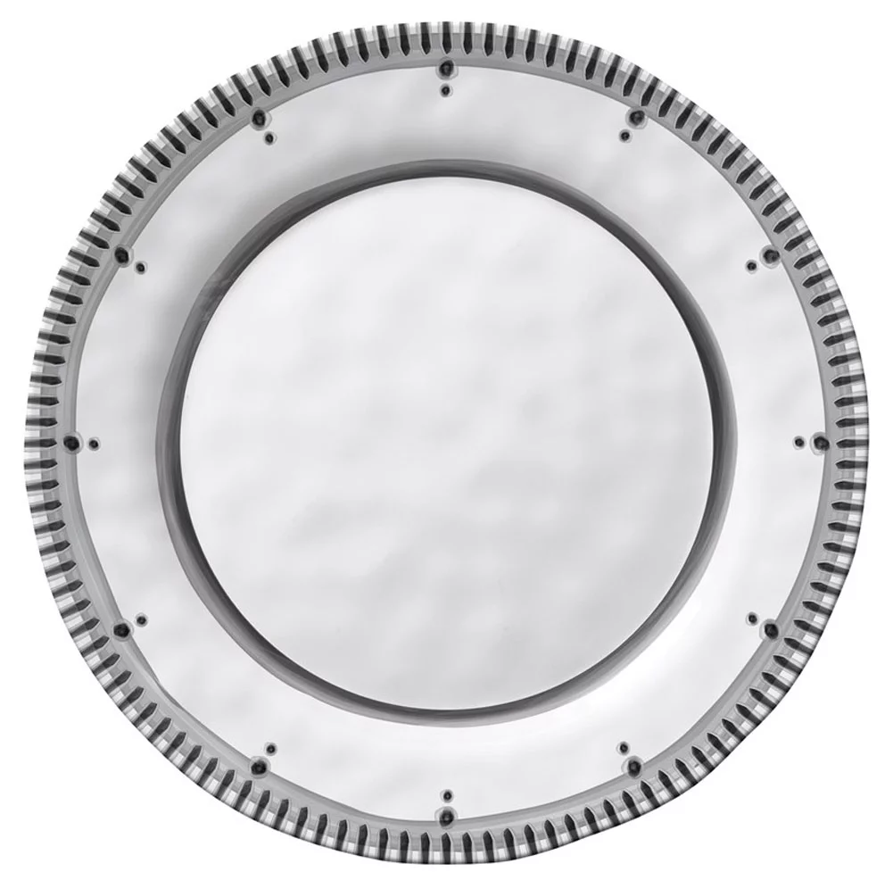 Merritt - Melamine Round Salad Plate - Black & White - Lined Rim - 8