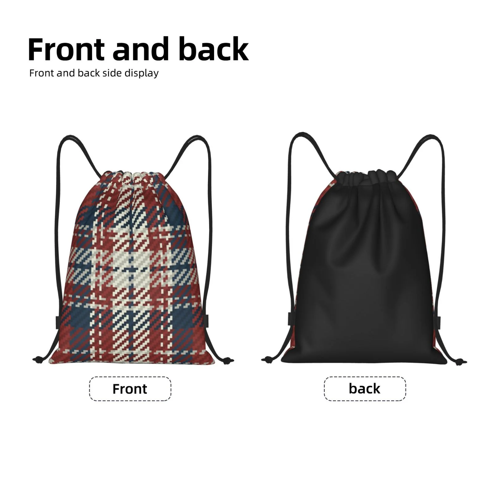 ZNDUO Gym Drawstring Bag, Scottish Style Stripes Pattern Men and Women Fitness Drawstring Backpack Swimming Bags, Medium