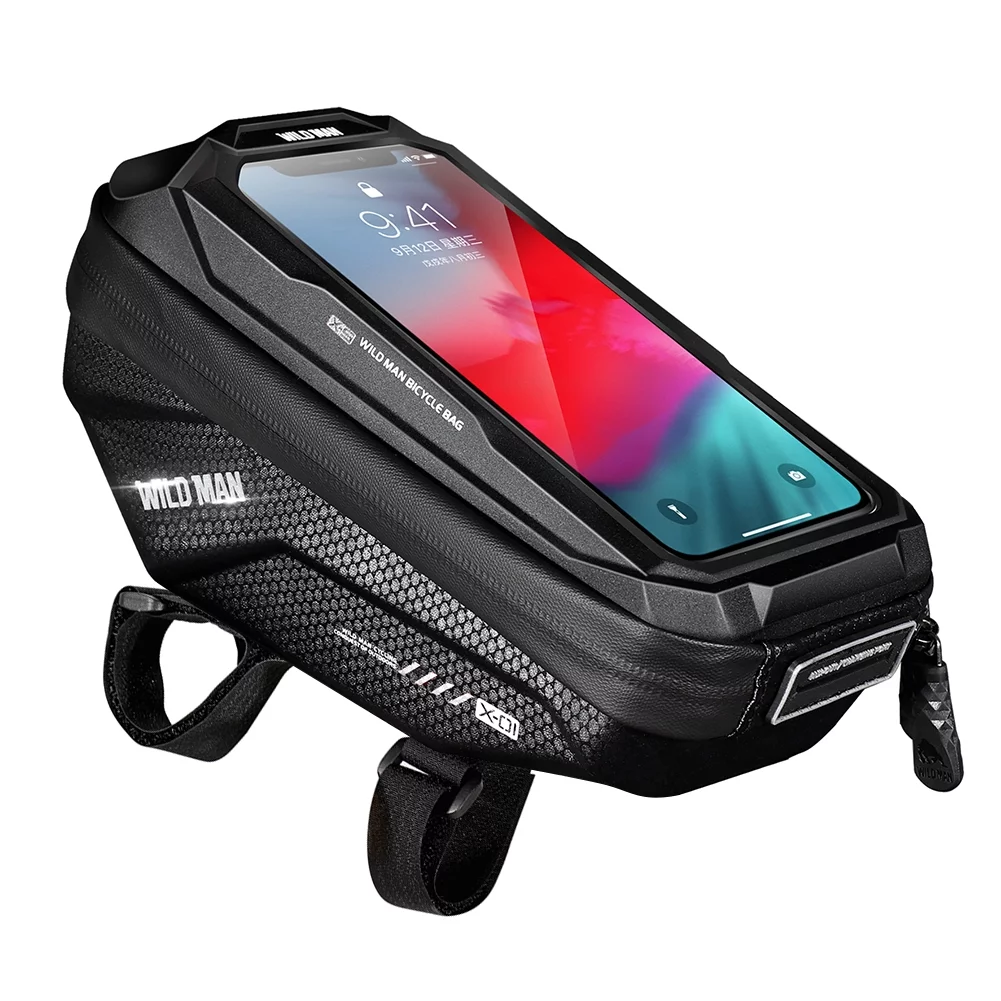 Yucurem WILD MAN Bicycle Touch Screen Waterproof Bags Bike Top Tube Pouch (Black)