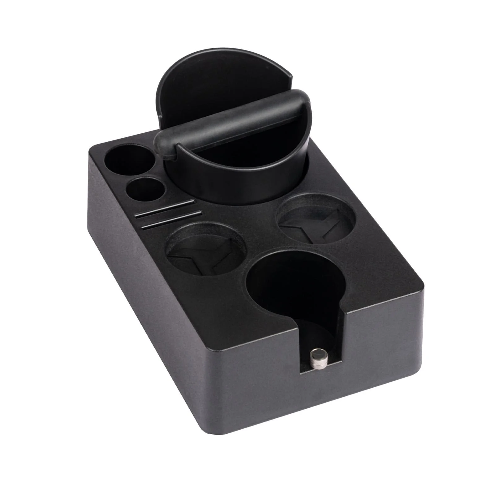 Espresso Organizer Box Espresso Tamping Station Barista Tool Anti Slip Coffee Tamper Stand for Shop Commercial Cafes for 58mm black