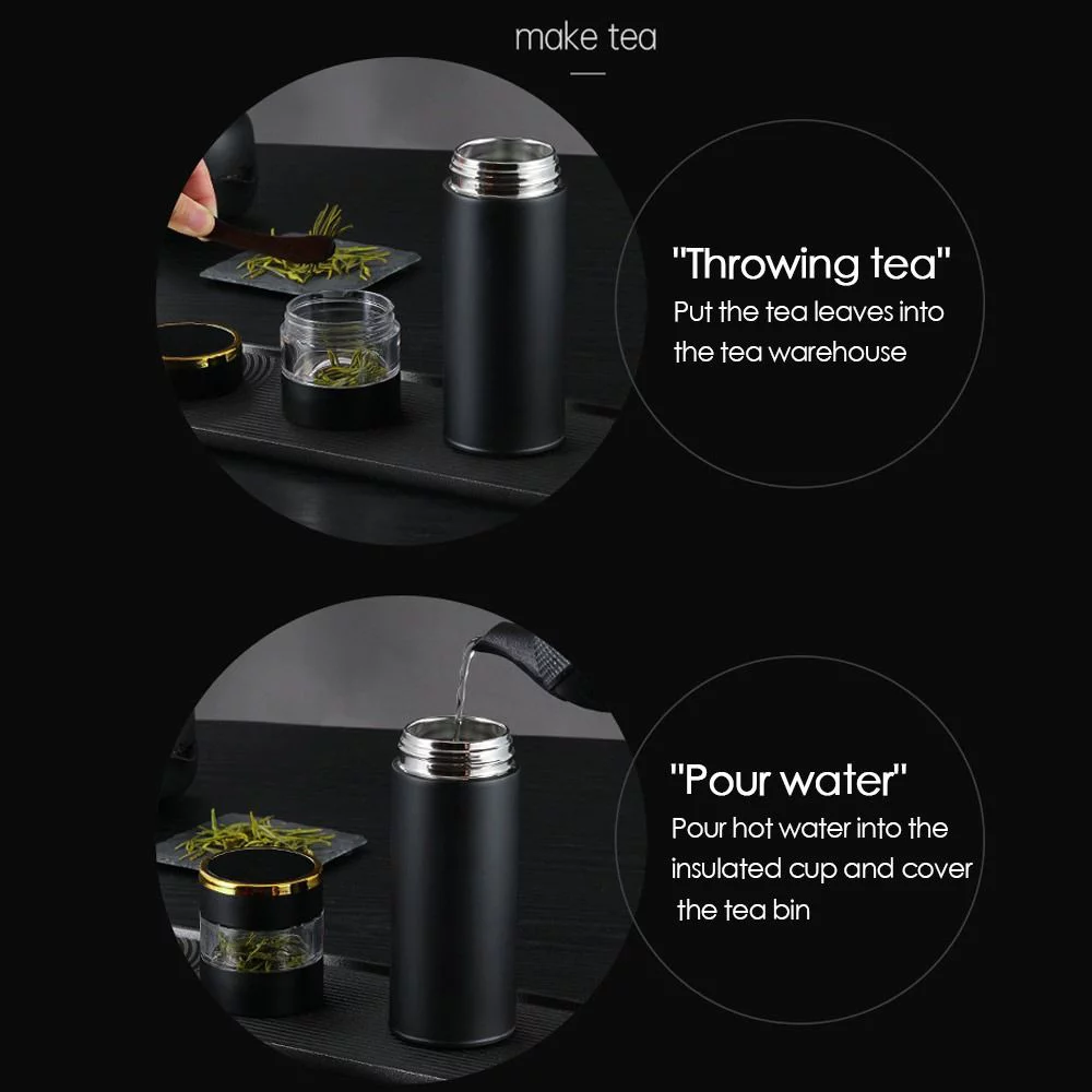 Drinkware Vacuum Flasks LED Display Miniature Water Bottle Premium Travel  Mug Tea and Water Separation Thermos Cup Intelligent Temperature Display BLUE