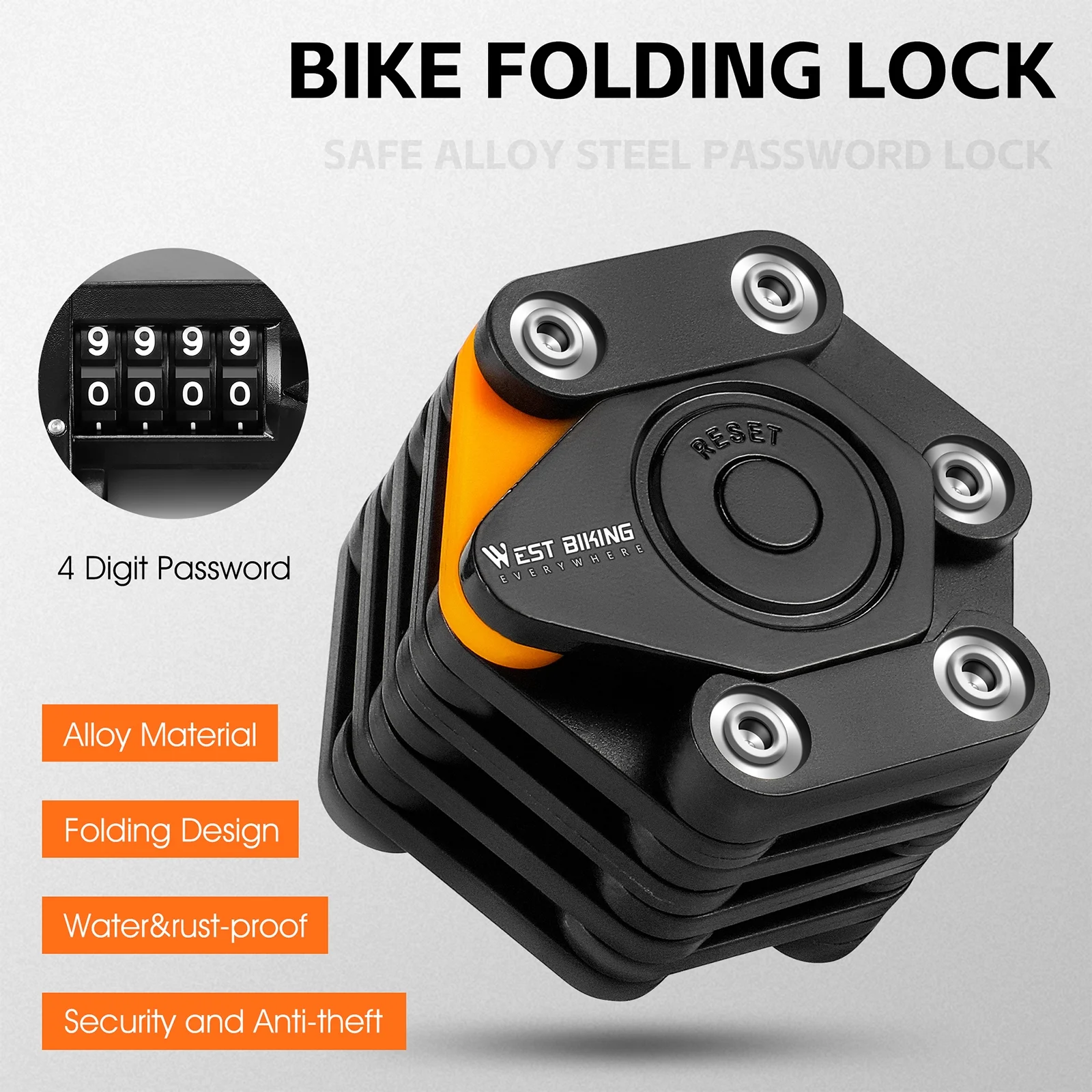 WEST BIKING Bike Lock,Bike Chainlock Lock Safety Antitheft Bike Lock Antitheft Bike Lock West Antitheft Lock Chainlock Lock