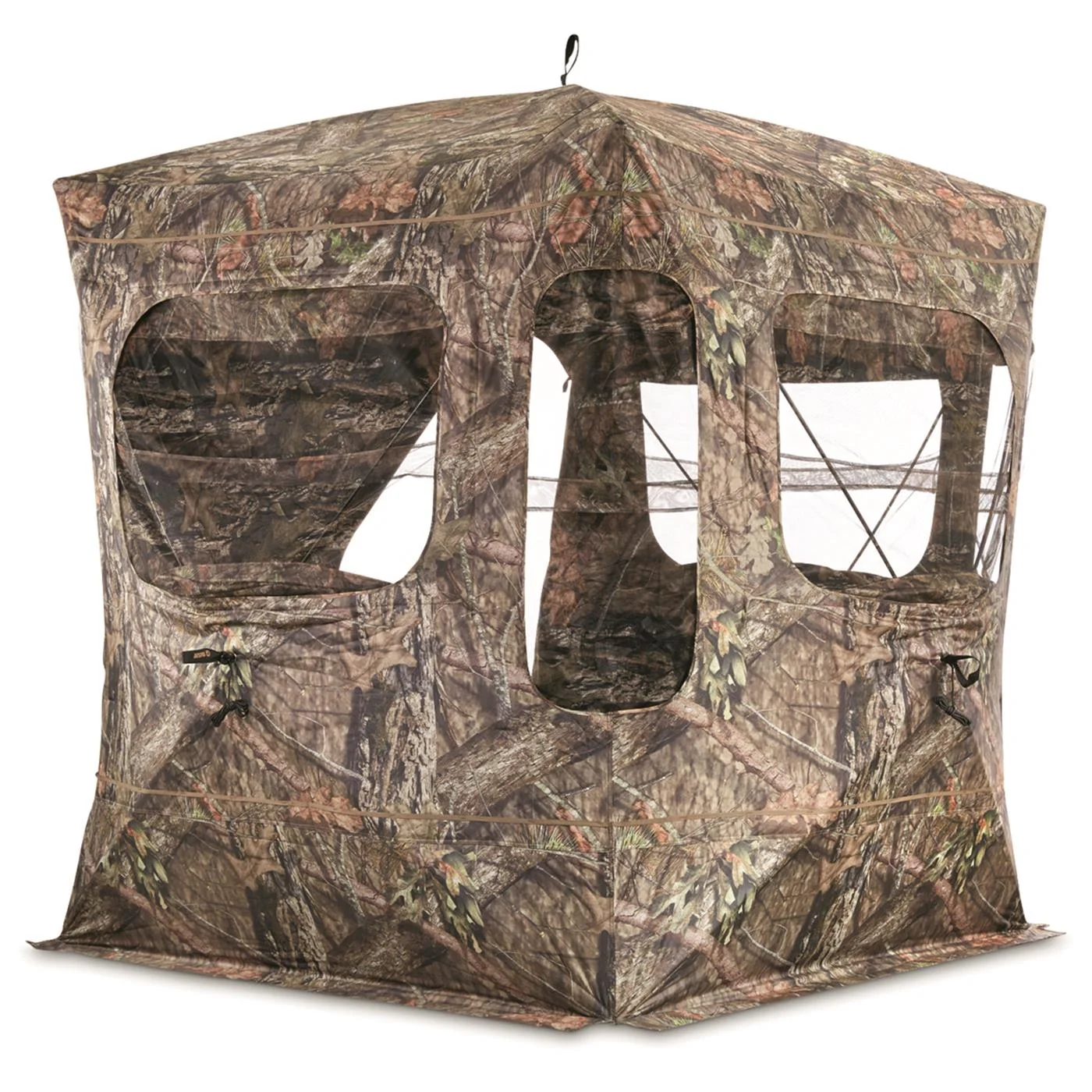 Guide Gear Field General 4-Star Hunting Ground Blind with Snow Support Pole, 1 Man Person Tent, Turkey, Duck, Deer Hunting Gear Equipment Accessories, Mossy Oak Break-Up Country