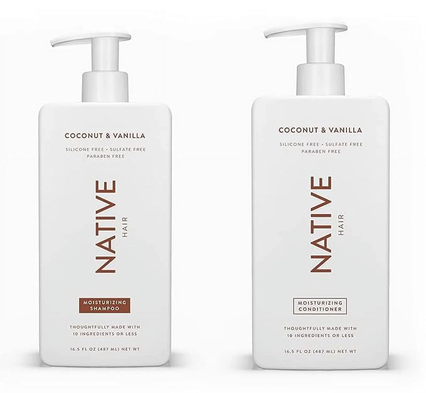 Native Shampoo and Conditioner Set 16.5 oz (Coconut & Vanilla, Moisturizing)