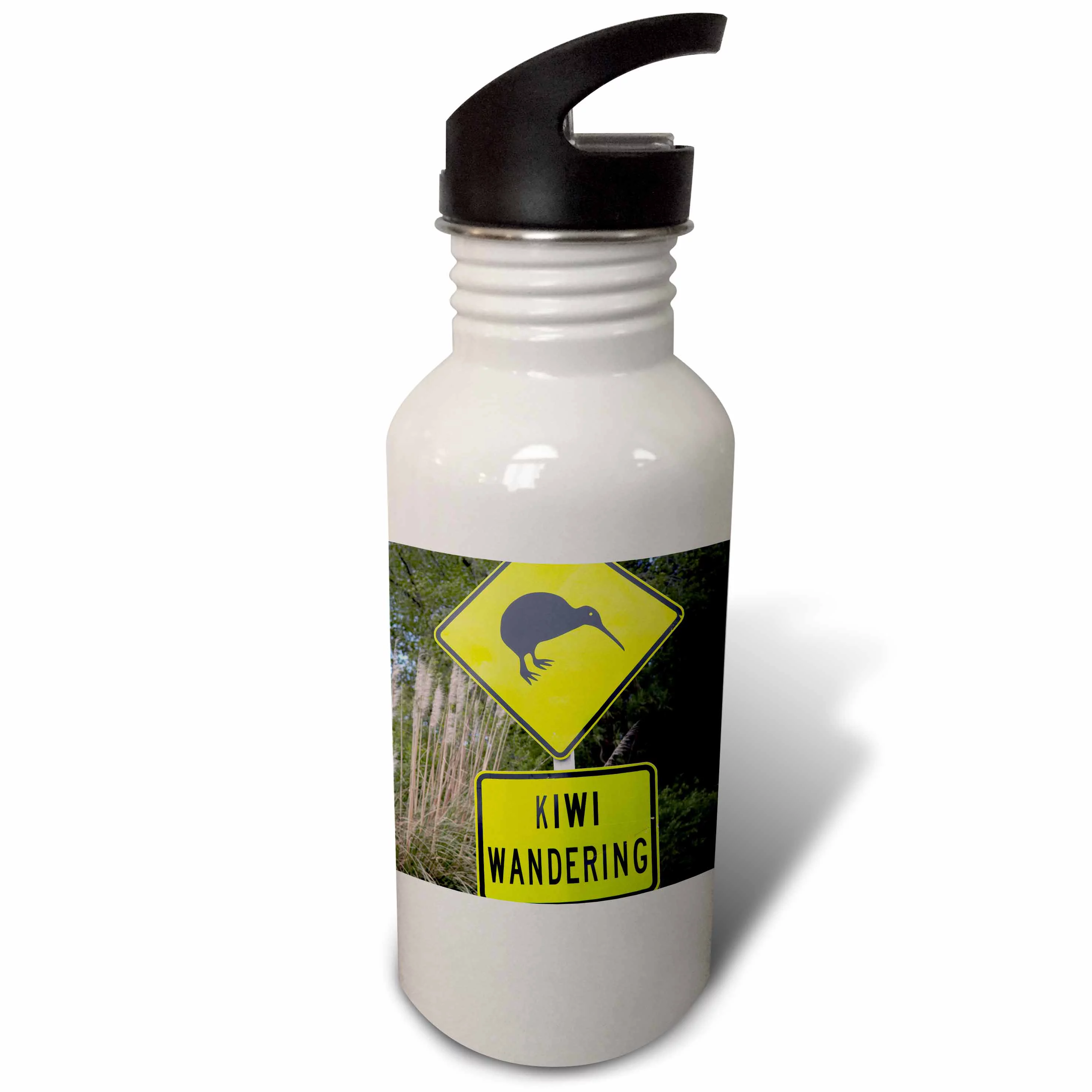 New Zealand, North Island, Bay of Plenty, Kiwi Road Sign-AU02 DWA6085 - David Wall 21 oz Sports Water Bottle wb-74688-1