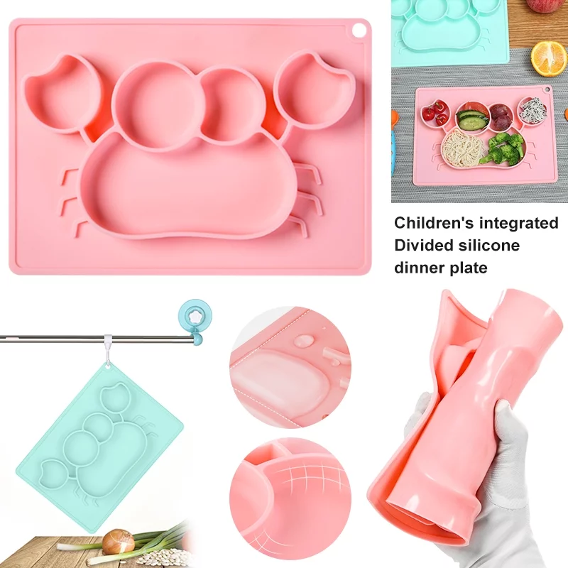 LNKOO Silicone Suction Toddler Plates Divided Complementary Food Placemat Suction Cup for Baby Children, Children DIY Plates,Divided Toddler Plates-First Foods + Self-Feeding
