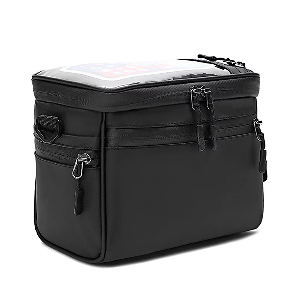 Tomshoo Bike Front Tube Bag with Dual Zipper Closure, Water Resistant PVC, Black