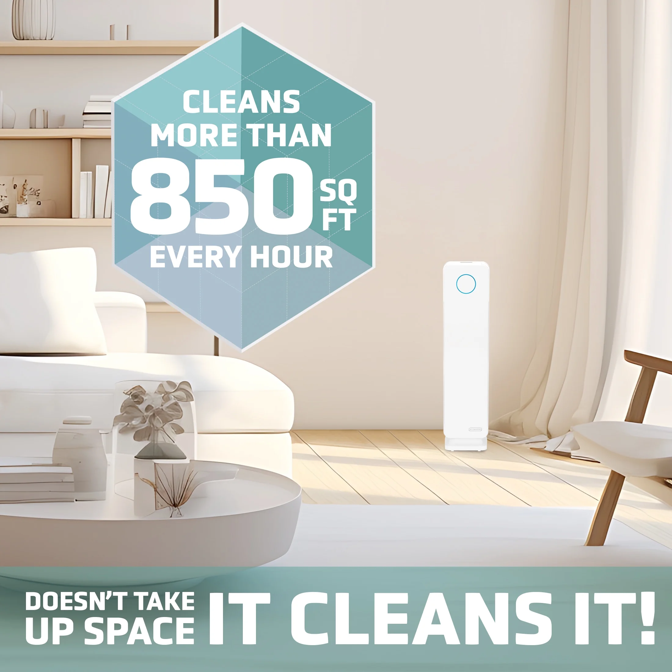 GermGuardian Air Purifier with HEPA Filter, UV-C, Removes, Odors, Smoke, Mold, 870 Sq. ft., AC5350W