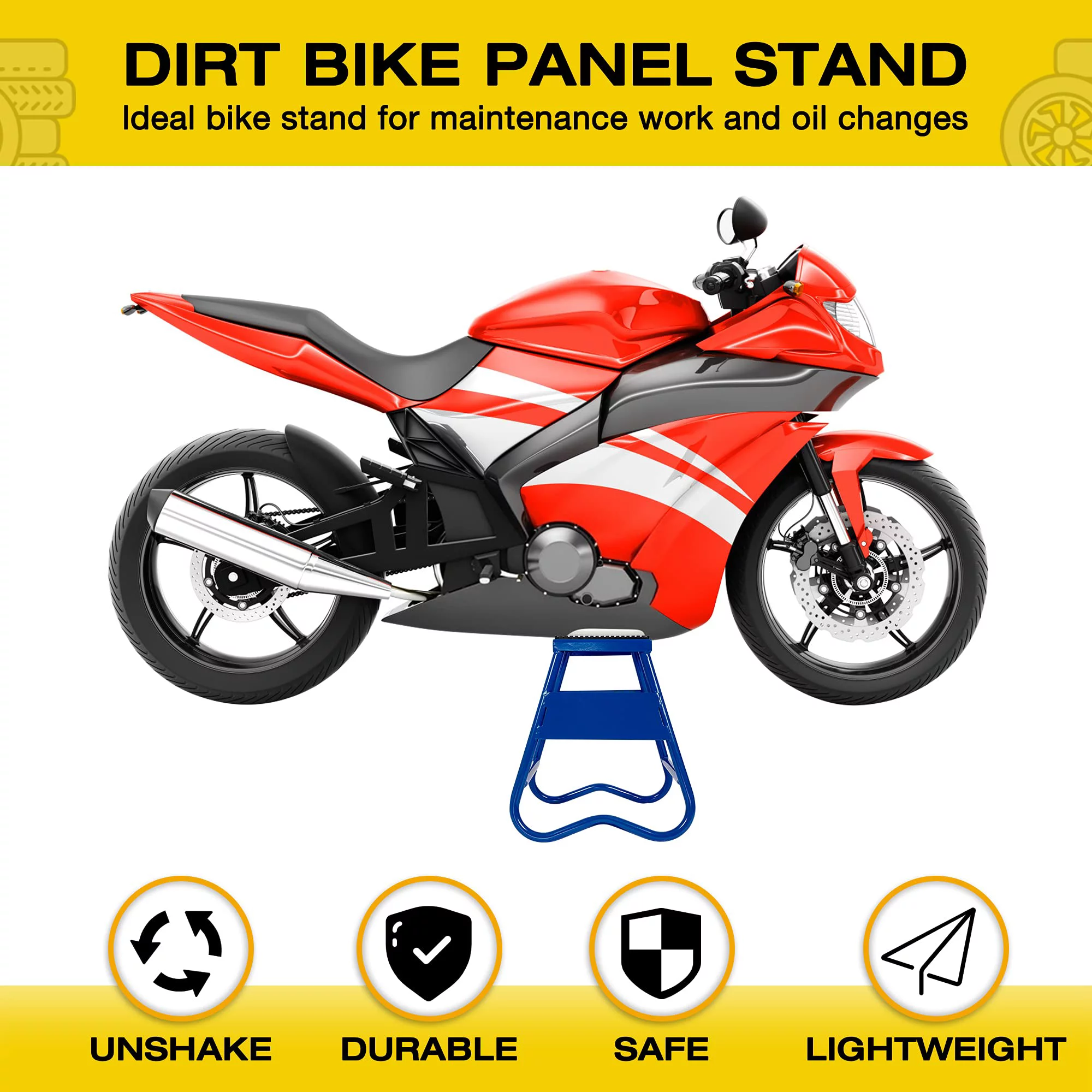 KARMAS PRODUCT Motocross Dirt Bike Stand 3.5”x3.5” Drain Hole Maintenance Lift Jack 1000 LBS Capacity