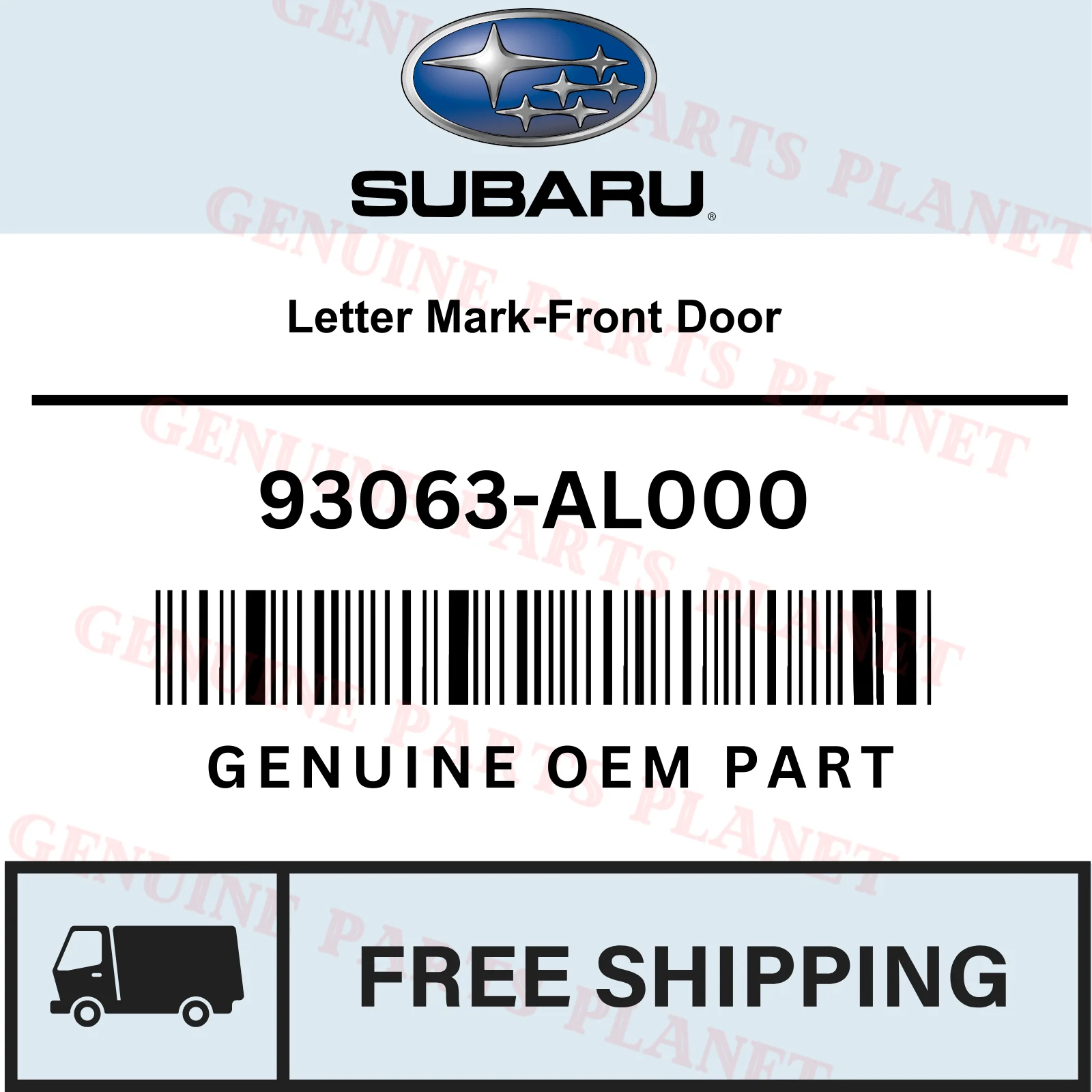 OEM Genuine Subaru 2015-2021 Letter Mark-Front Door - 93063-AL000