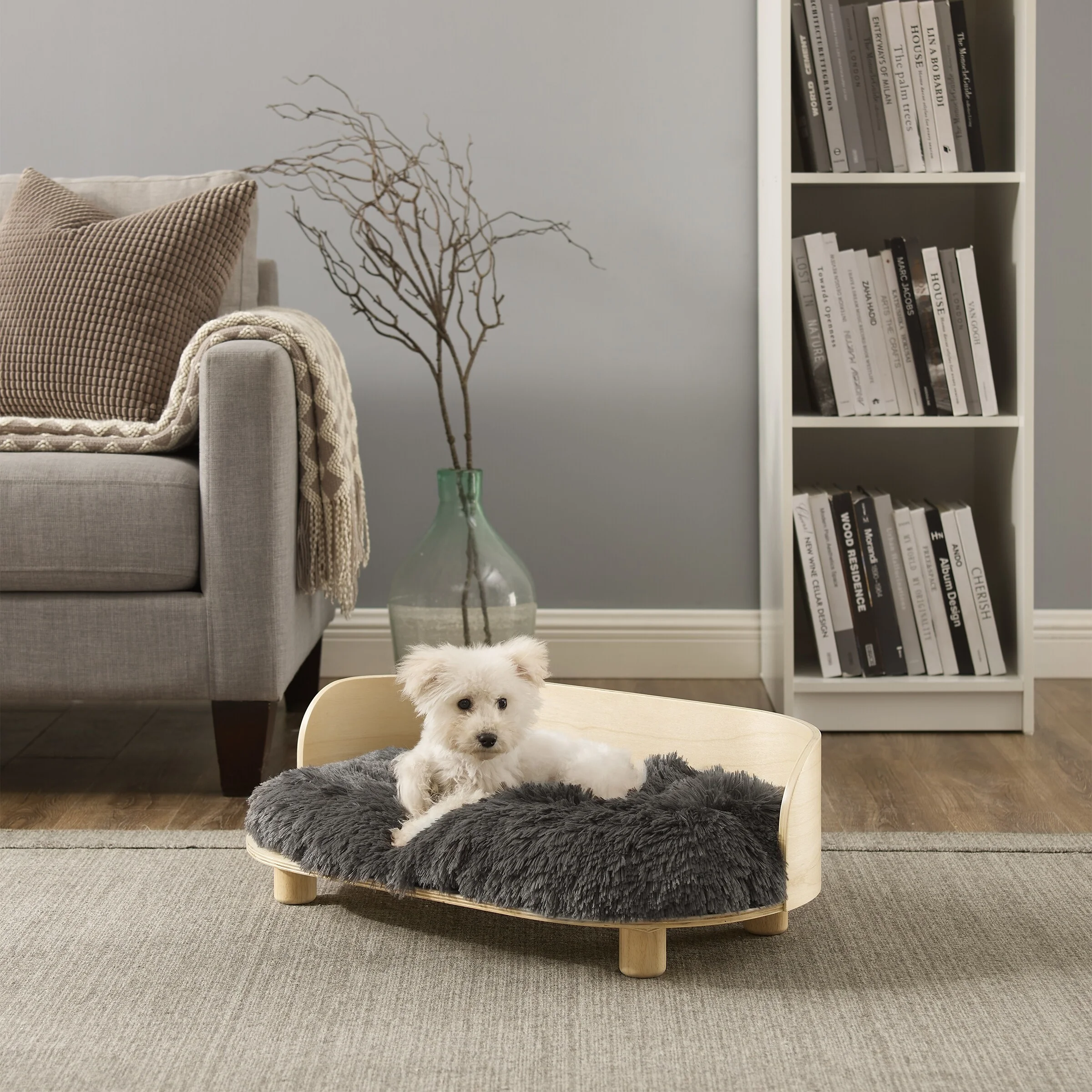 Sam's Pets Kuai Dog Bed Bent Wood Medium dark Brown Dark Brown